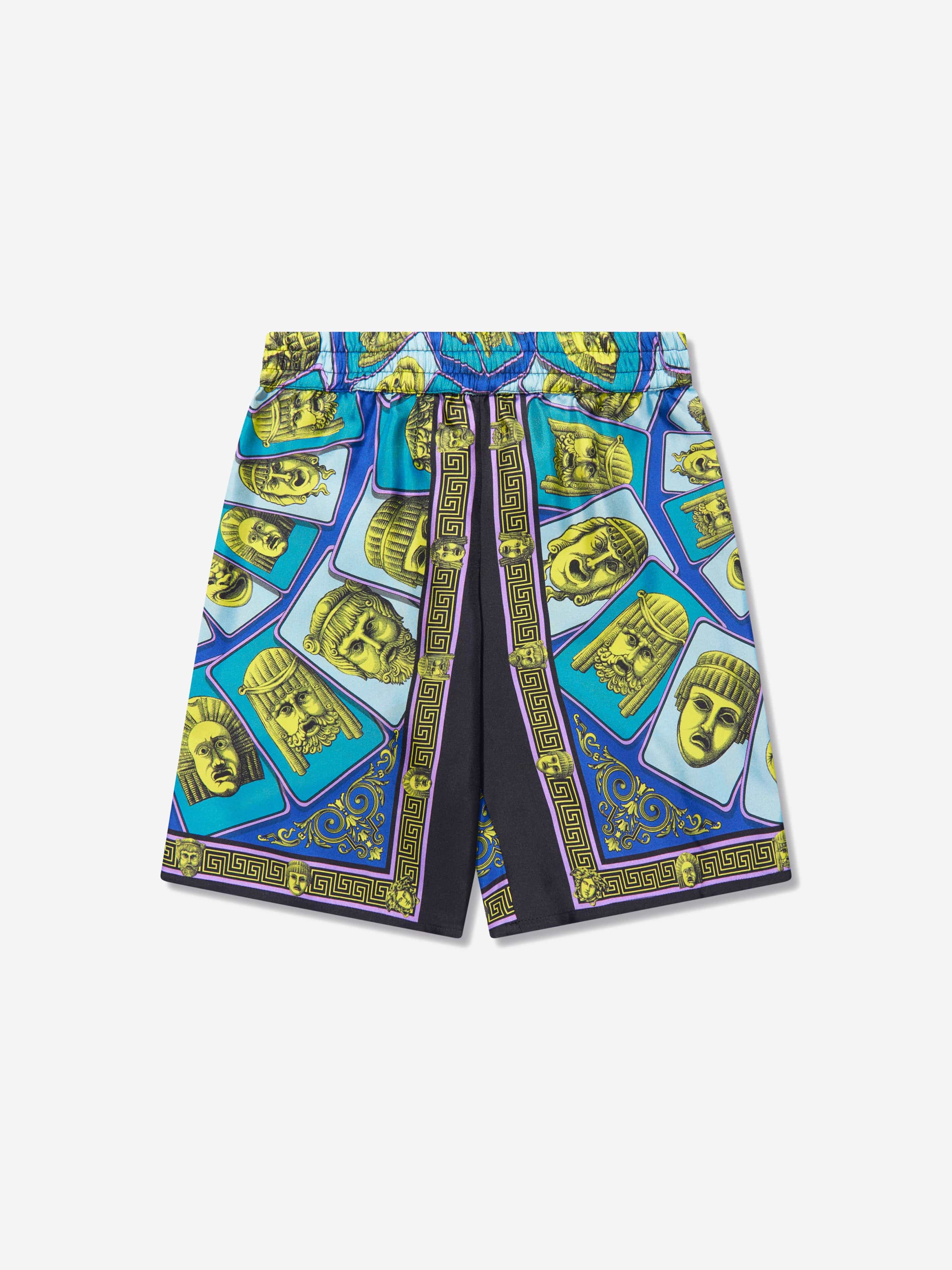 Versace Boys Maschere Silk Shorts in Green Clearance Genuine