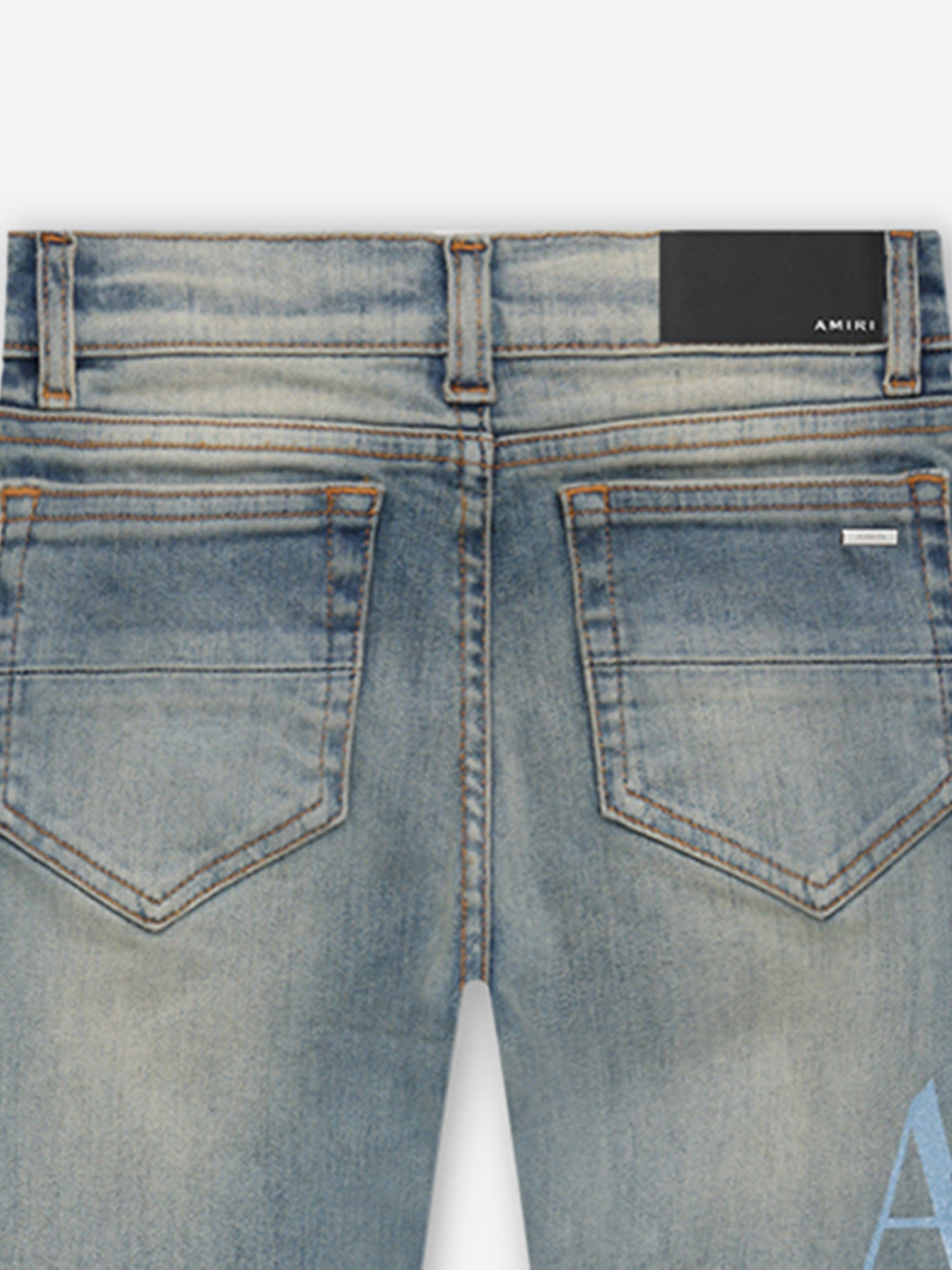 Kids Staggered Logo Jeans in Blue Cheap Outlet Store