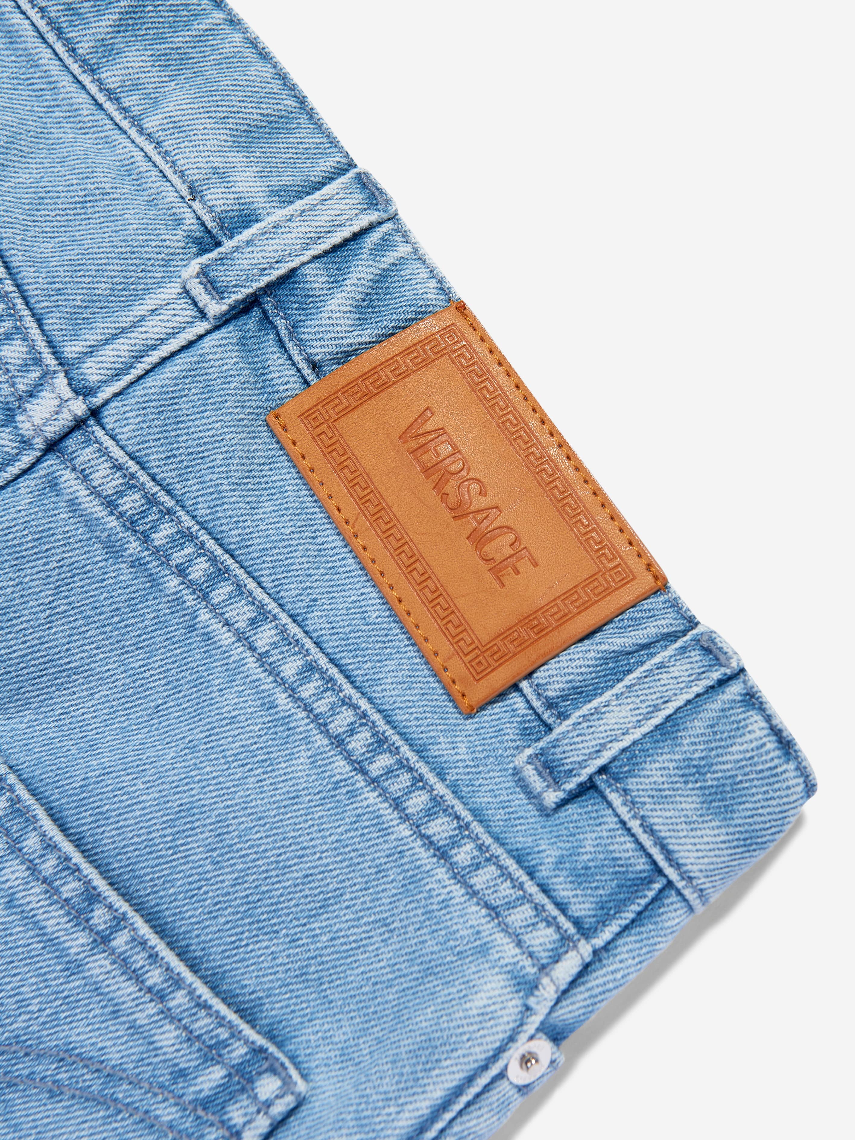 Versace Girls Embroidered Flowers Denim Shorts in Blue Cheap Cheap Online