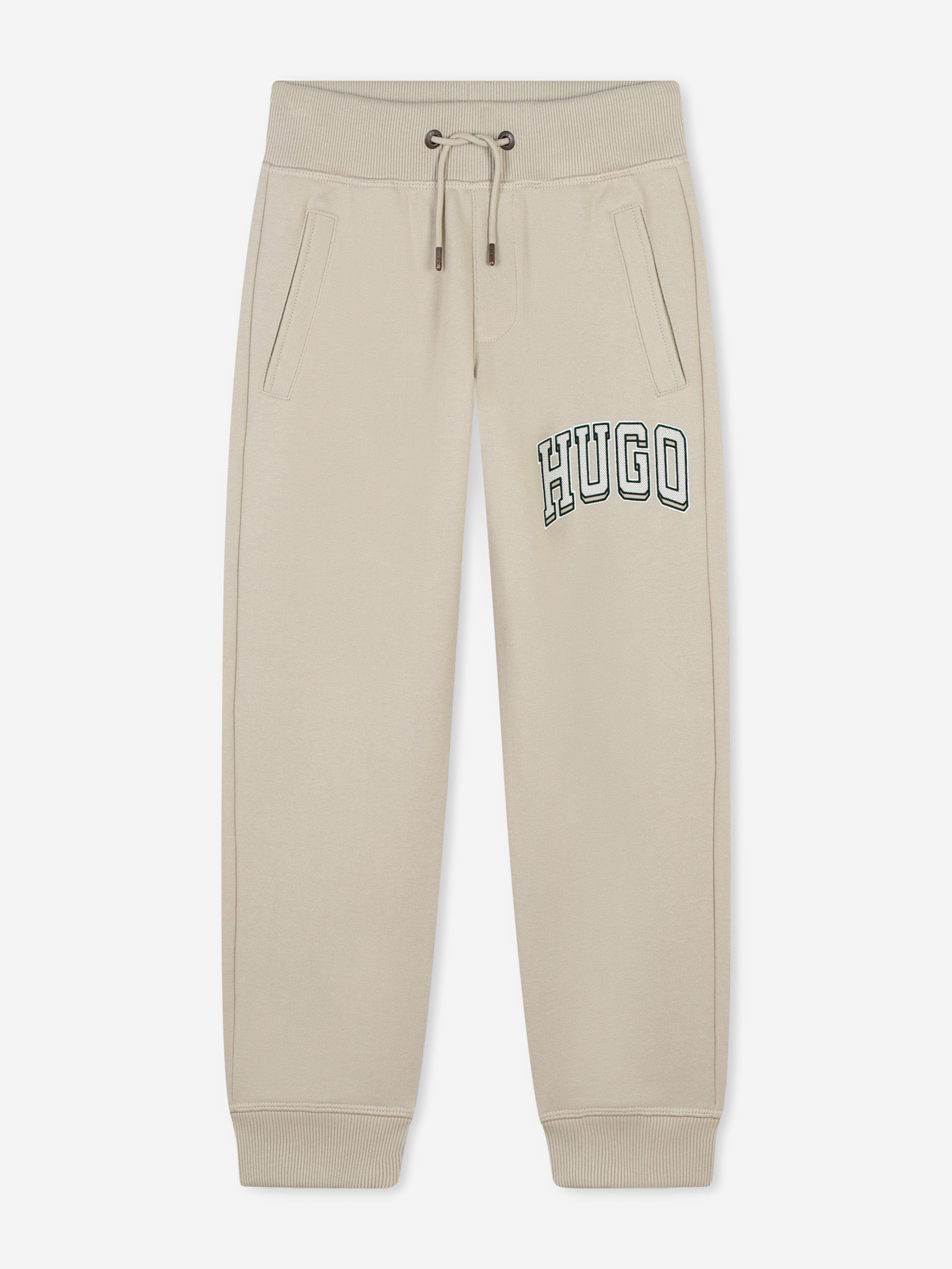 Hugo Boys Logo Print Joggers in Beige Low Pice For Sale