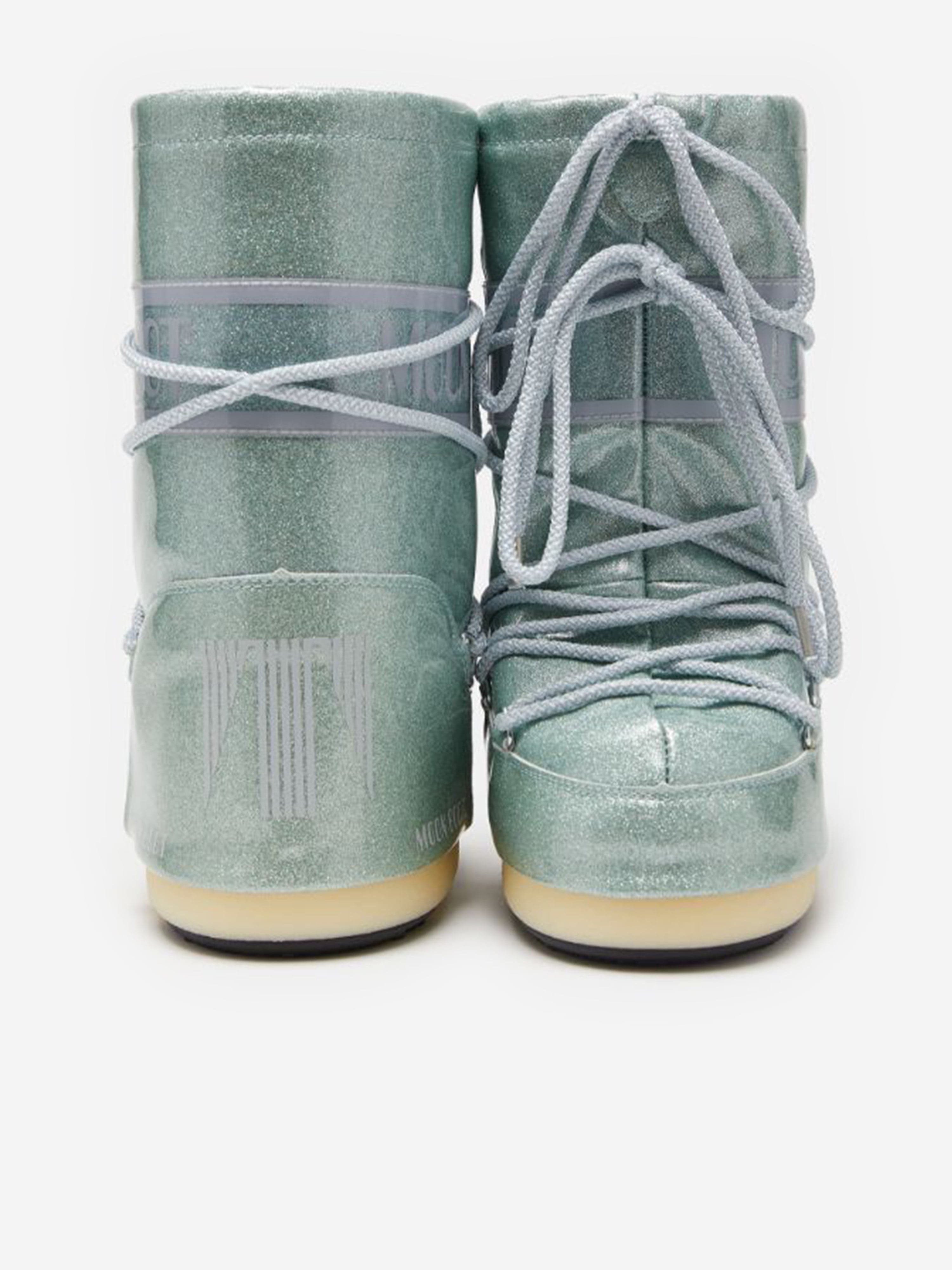Moon Boot Boys Icon JR Glitter Boots in Blue Free Shipping Classic