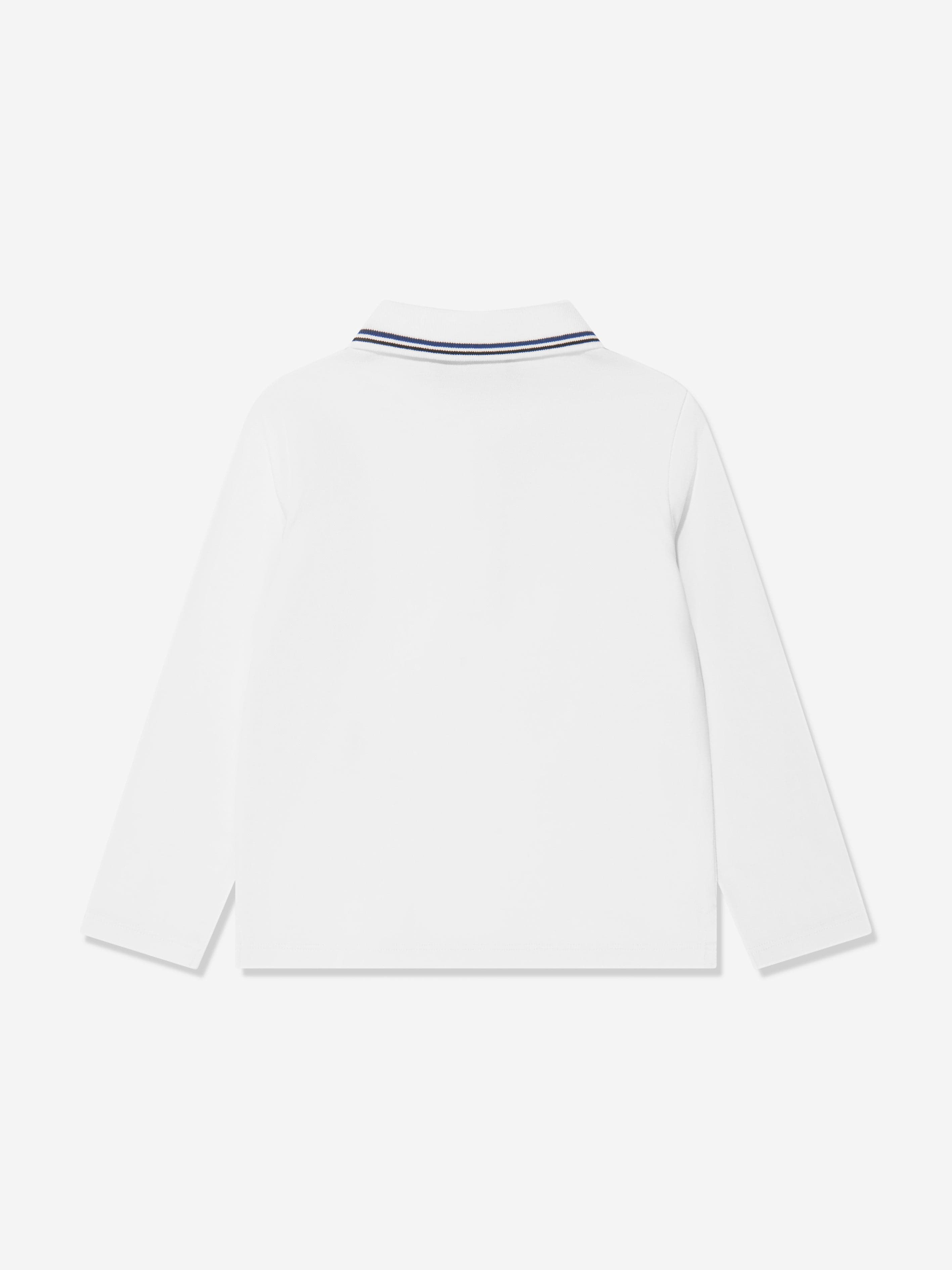 Emporio Armani Boys Long Sleeve Polo Shirt In White Buy Cheap Fashion Style