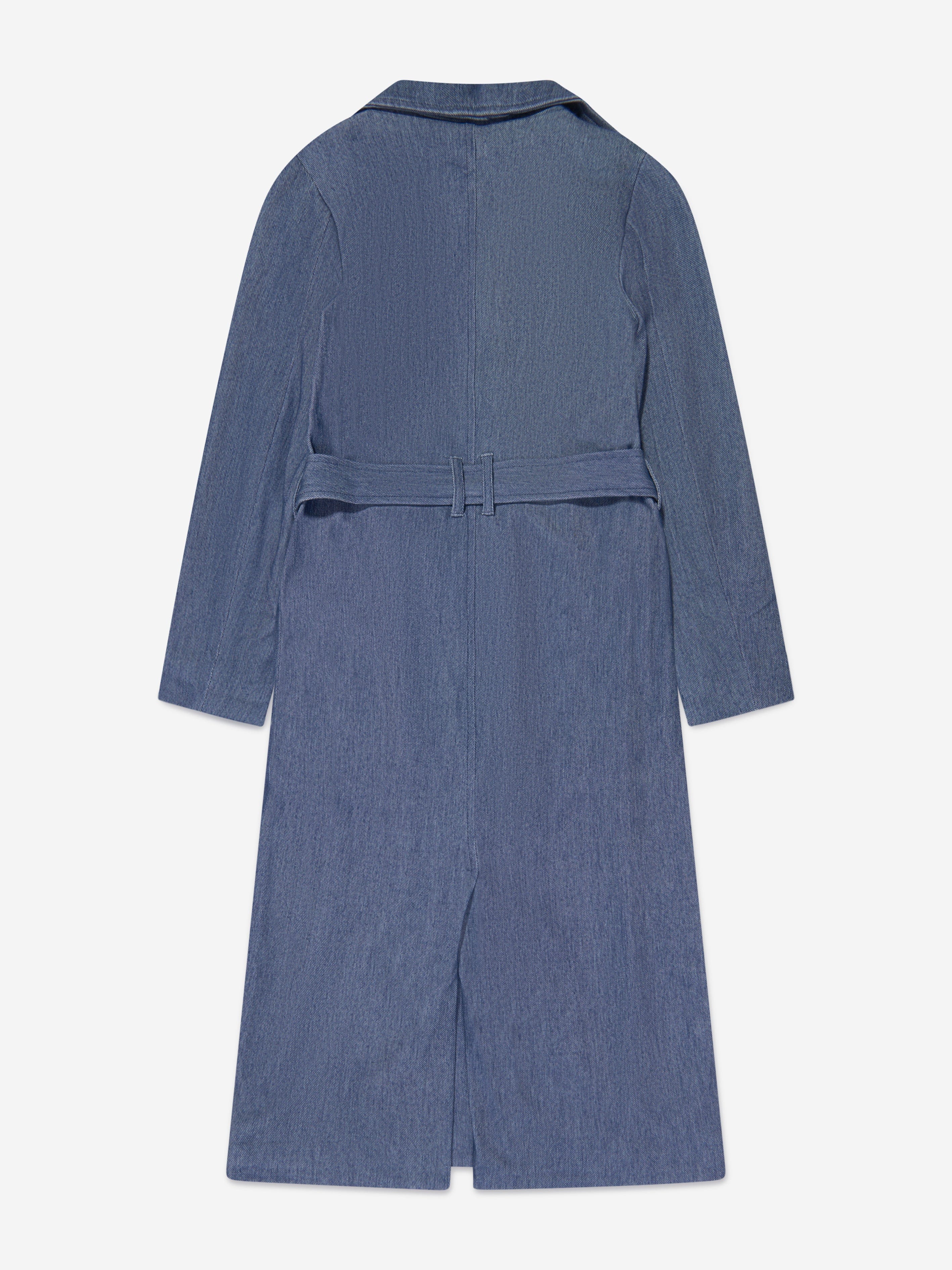 AY by AYLA Girls Denim Look Belted Trench Coat in Blue Clearance Largest Supplier