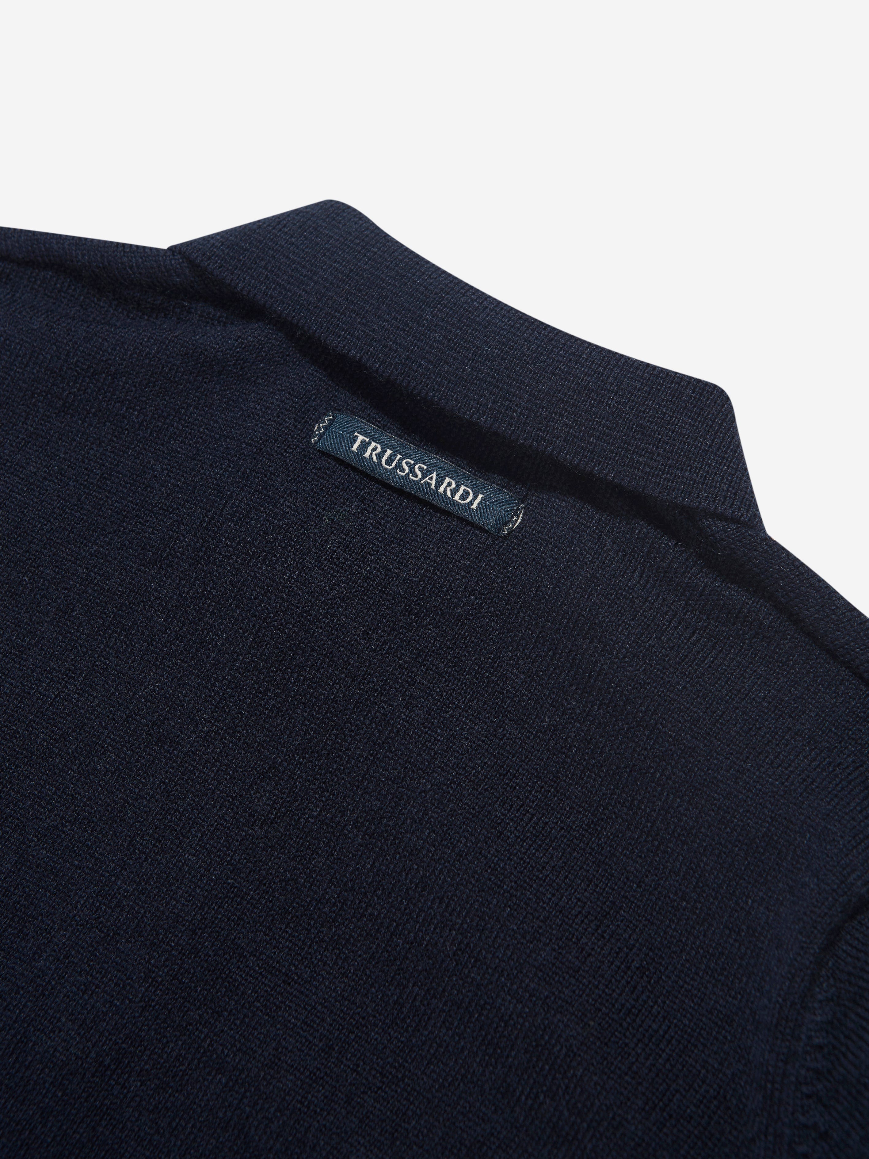Trussardi Boys Sidus Long Sleeve Polo Shirt in Navy Outlet Wiki