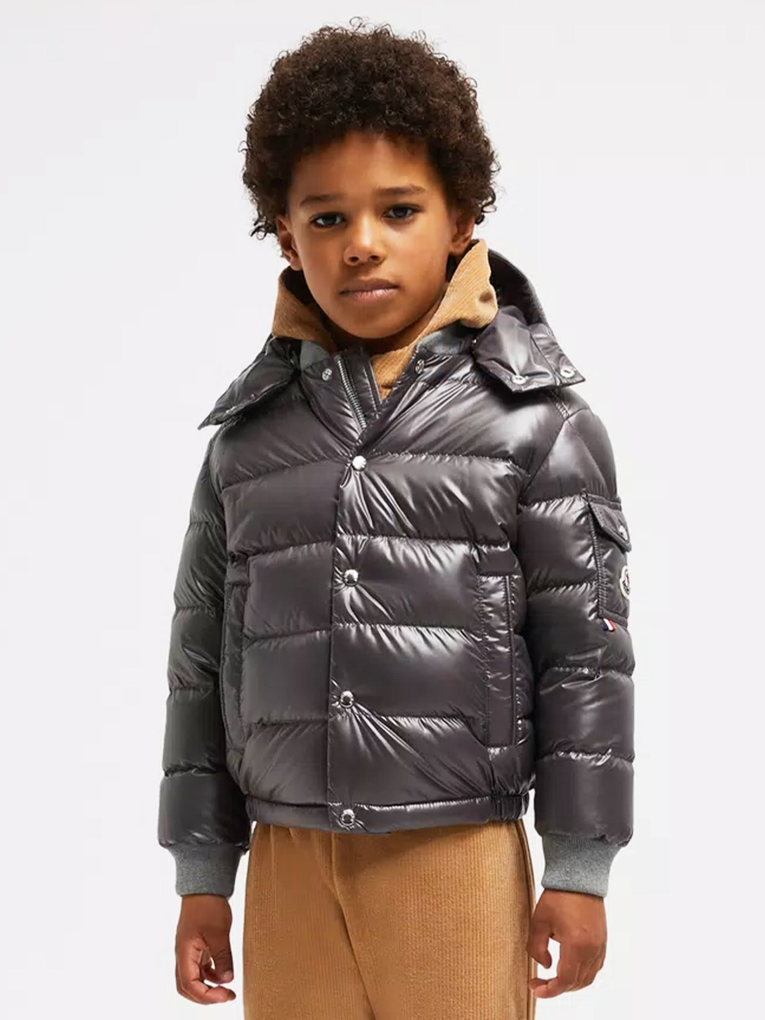 Moncler Enfant Boys Down Padded Manaem Jacket in Grey Cheap Big Sale