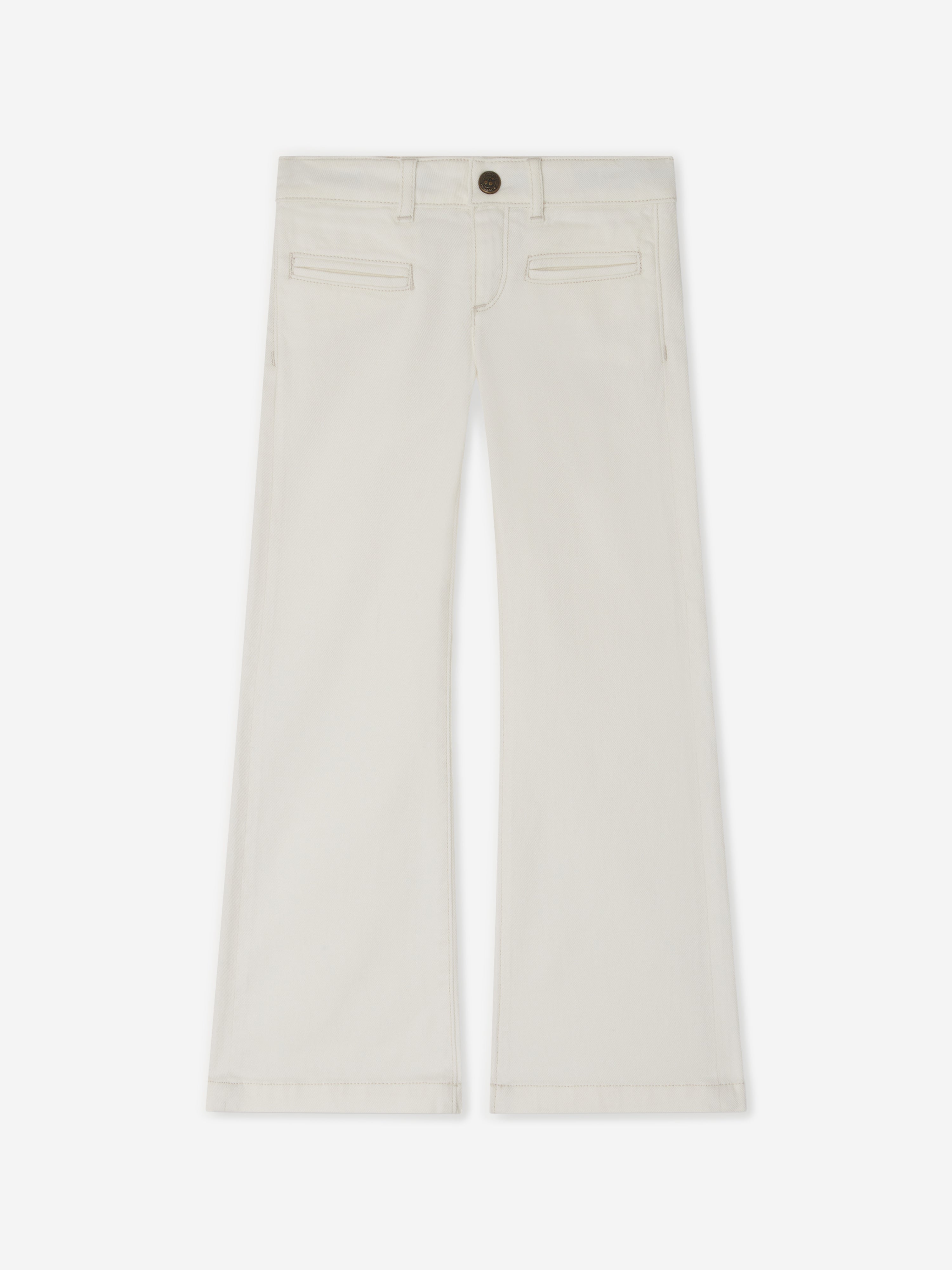 Bonpoint Girls Bestie Wide Leg Jeans in White Discount Eastbay