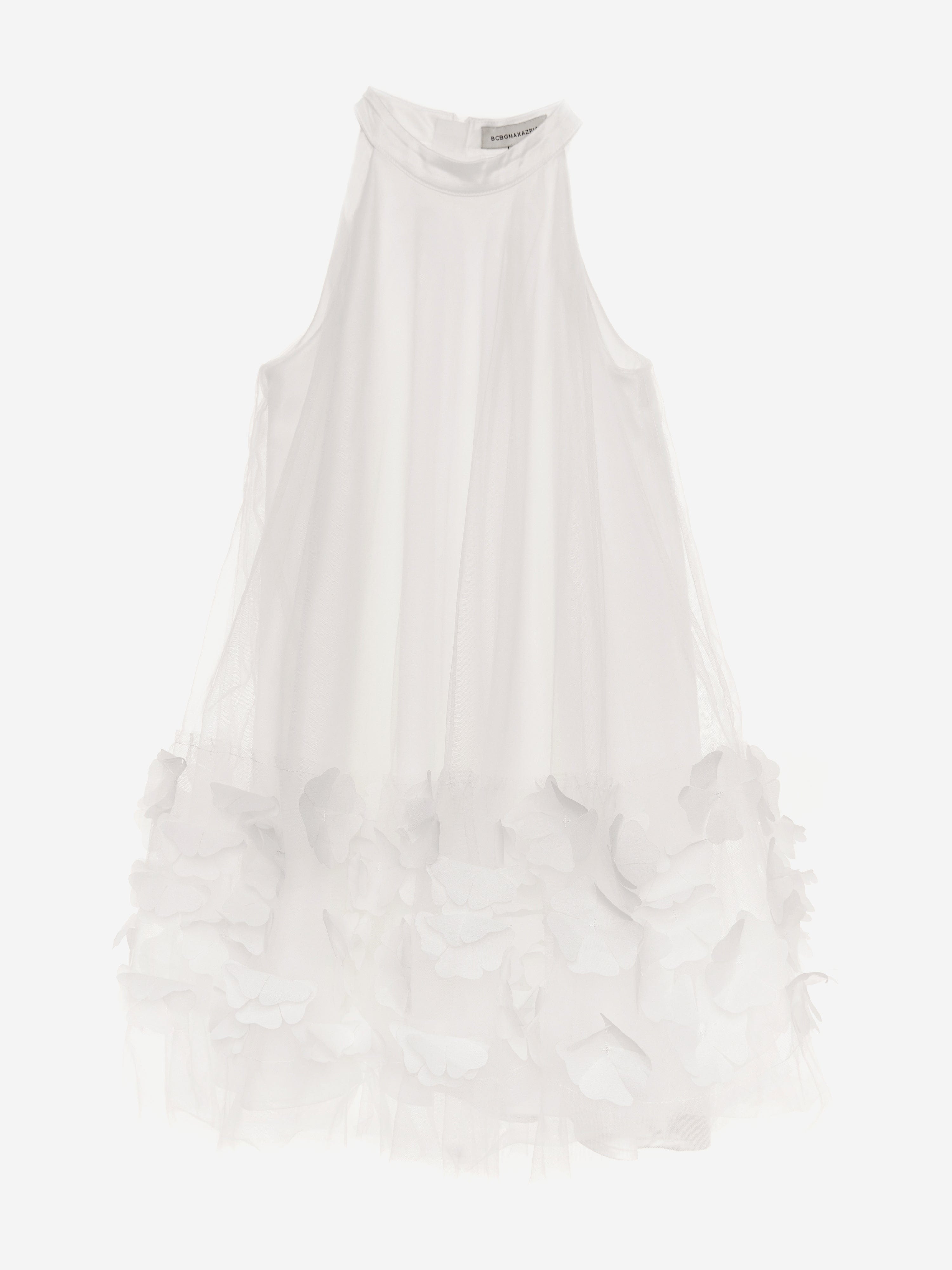 BCBG Girls Tulle 3D Flower Dress in White Clearance With Mastercard