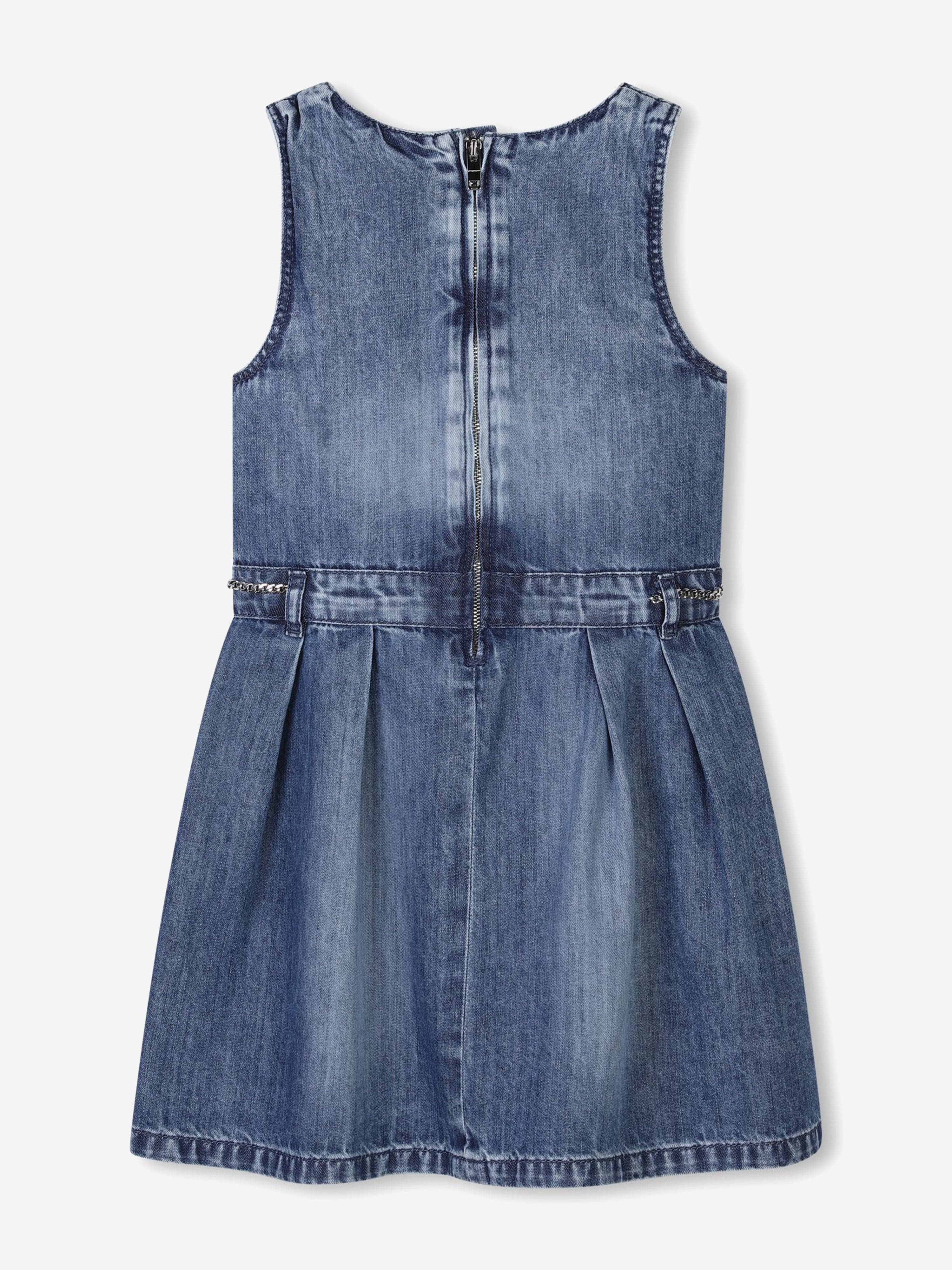 Girls Sleeveless Denim Dress in Blue Sale Cheap Pices