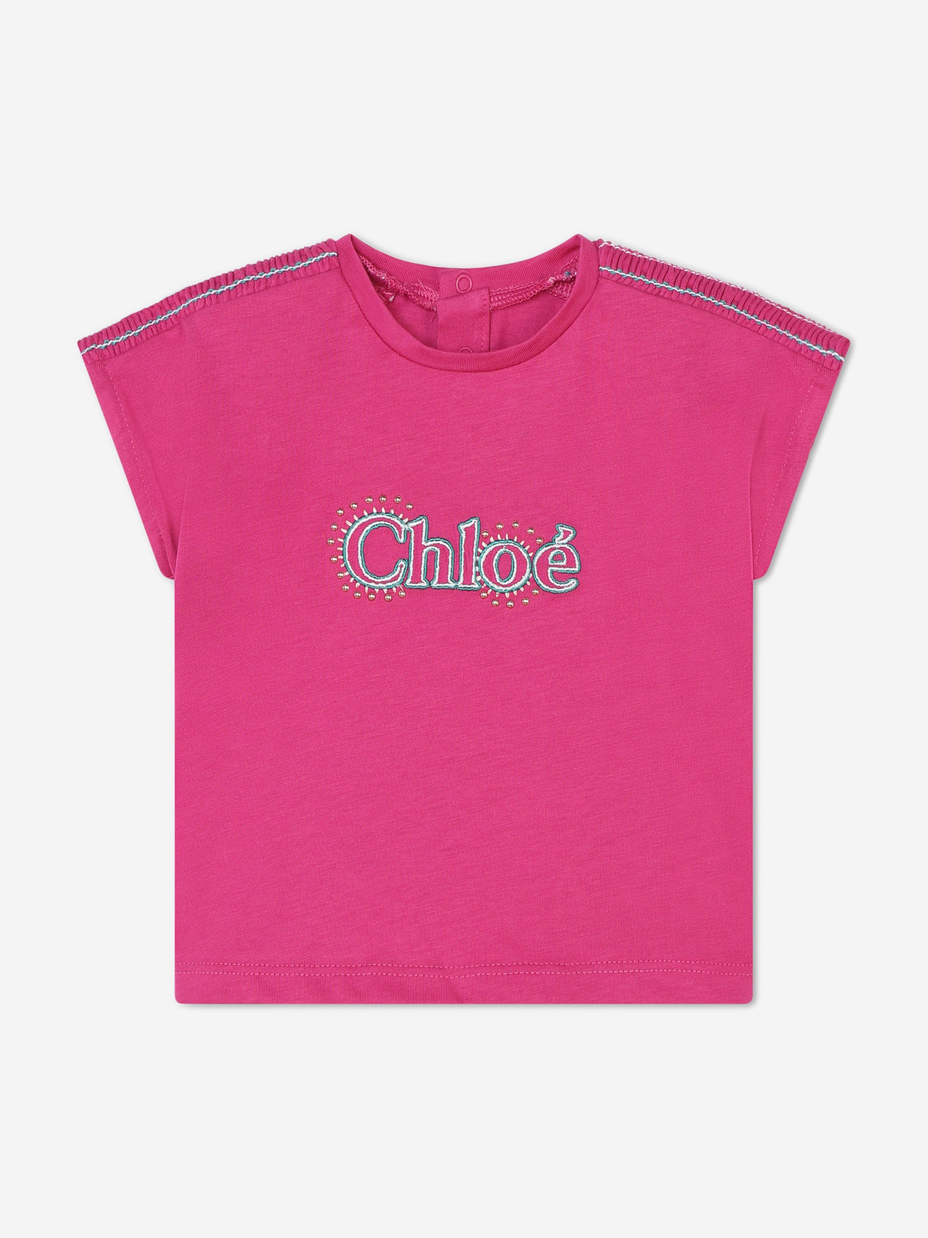 Chlo¨¦ Baby Girls Embroidered Logo T-Shirt in Pink Cheap Sale Supply