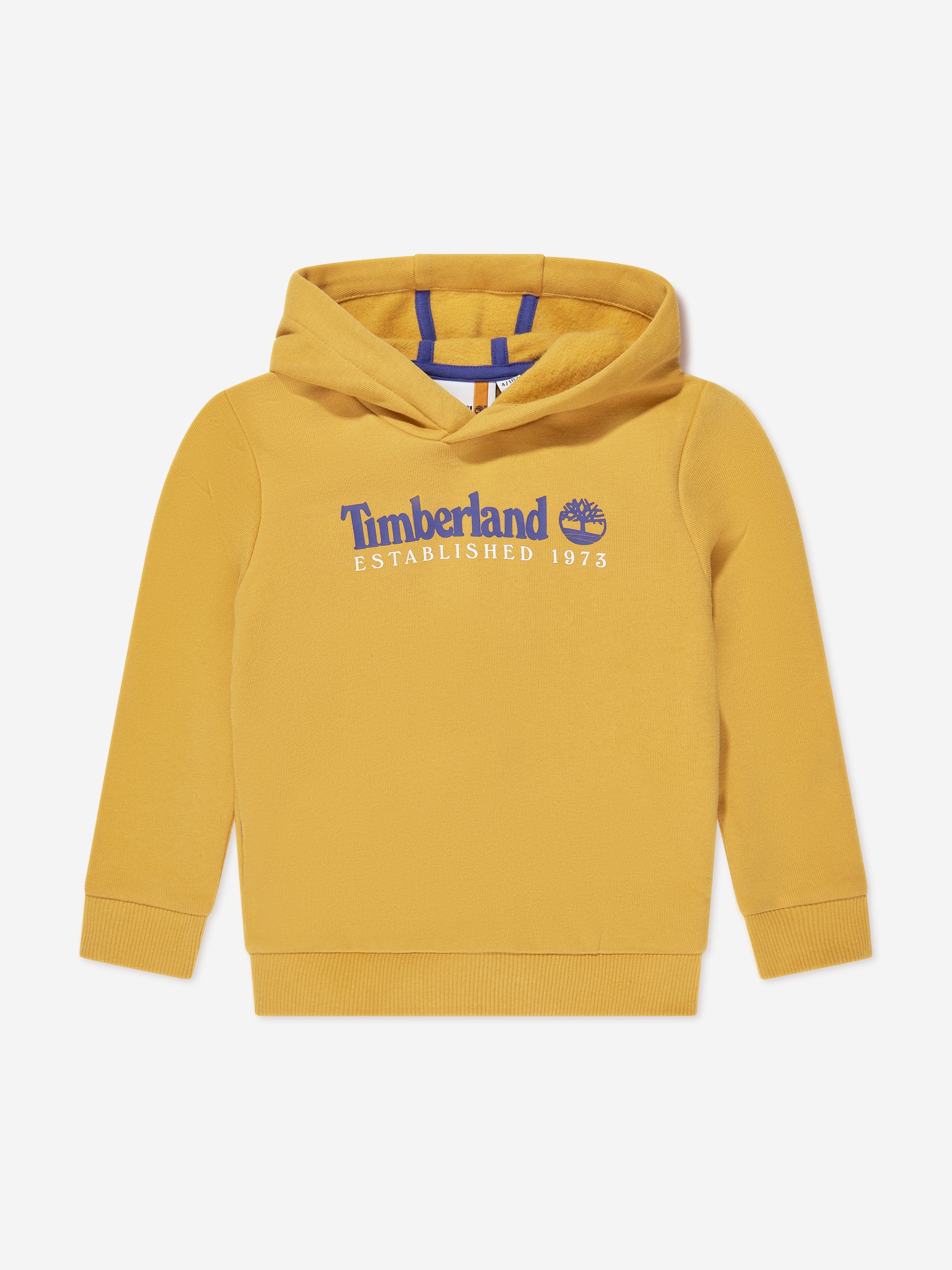 Timberland Boys Logo Print Hoodie in Yellow Clearance Genuine