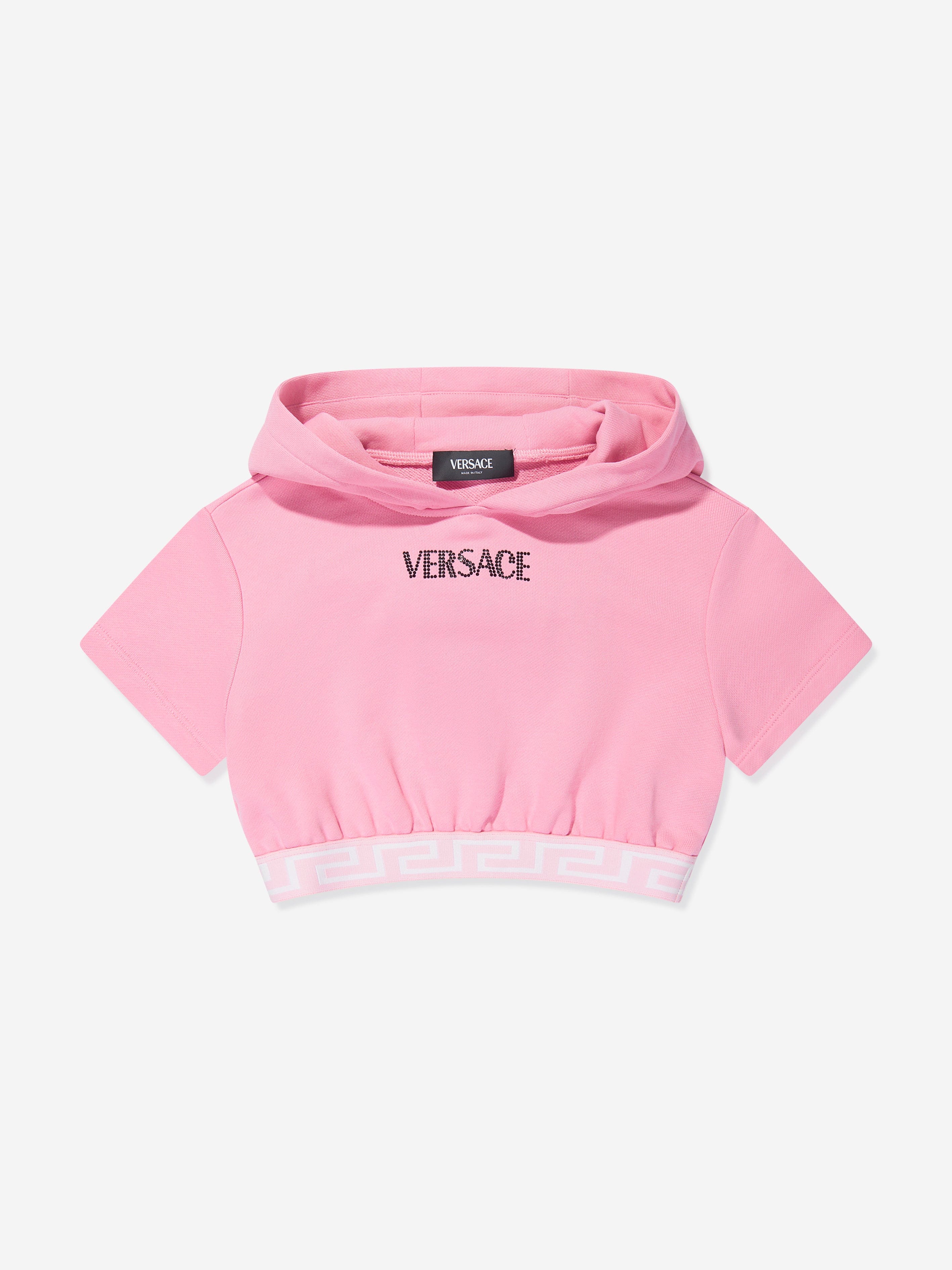 Versace Girls Logo Hoodie in Pink Official Cheap Online