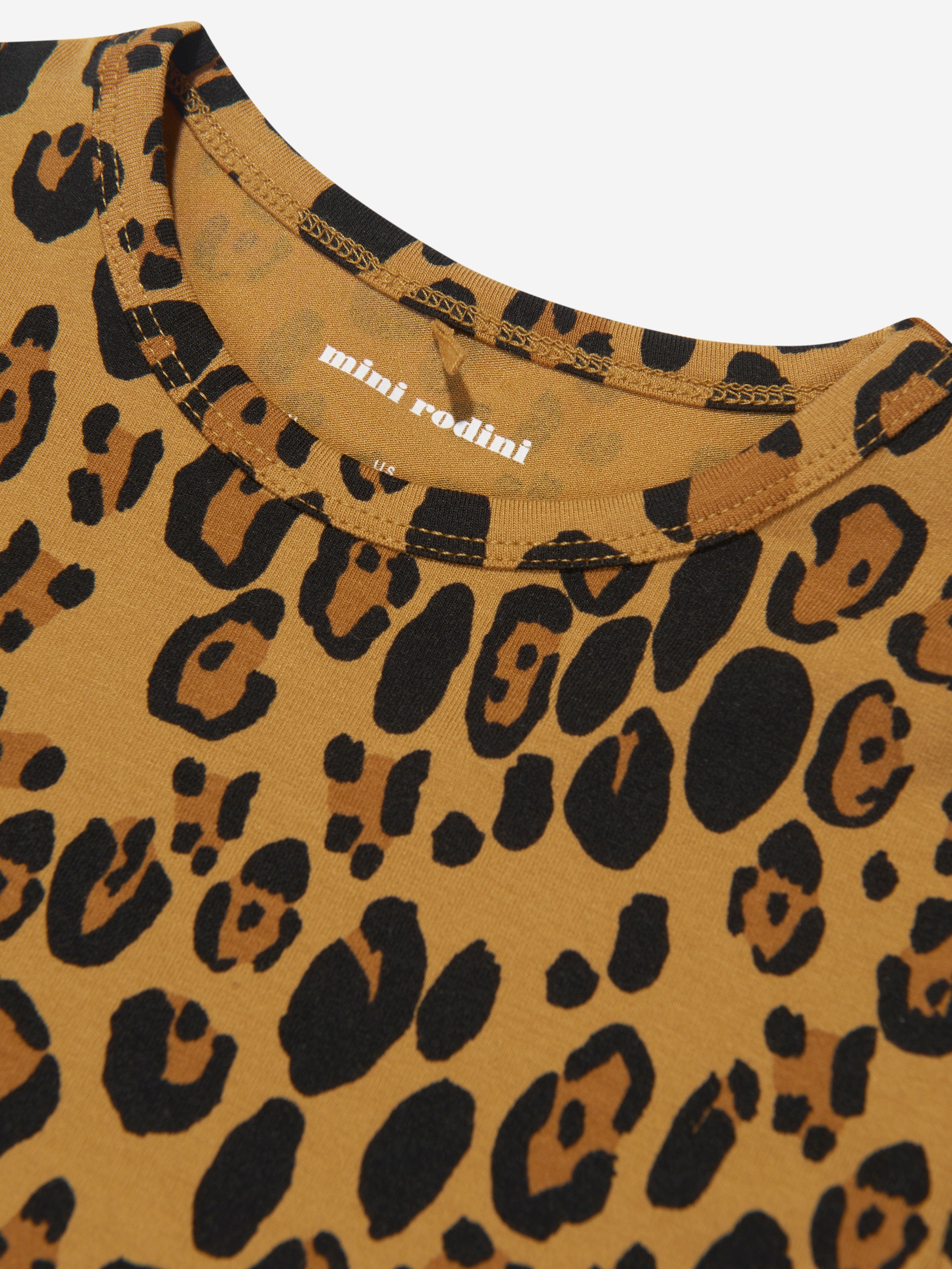 Mini Rodini Girls Basic Leopard T-Shirt in Beige Discount With Mastercard