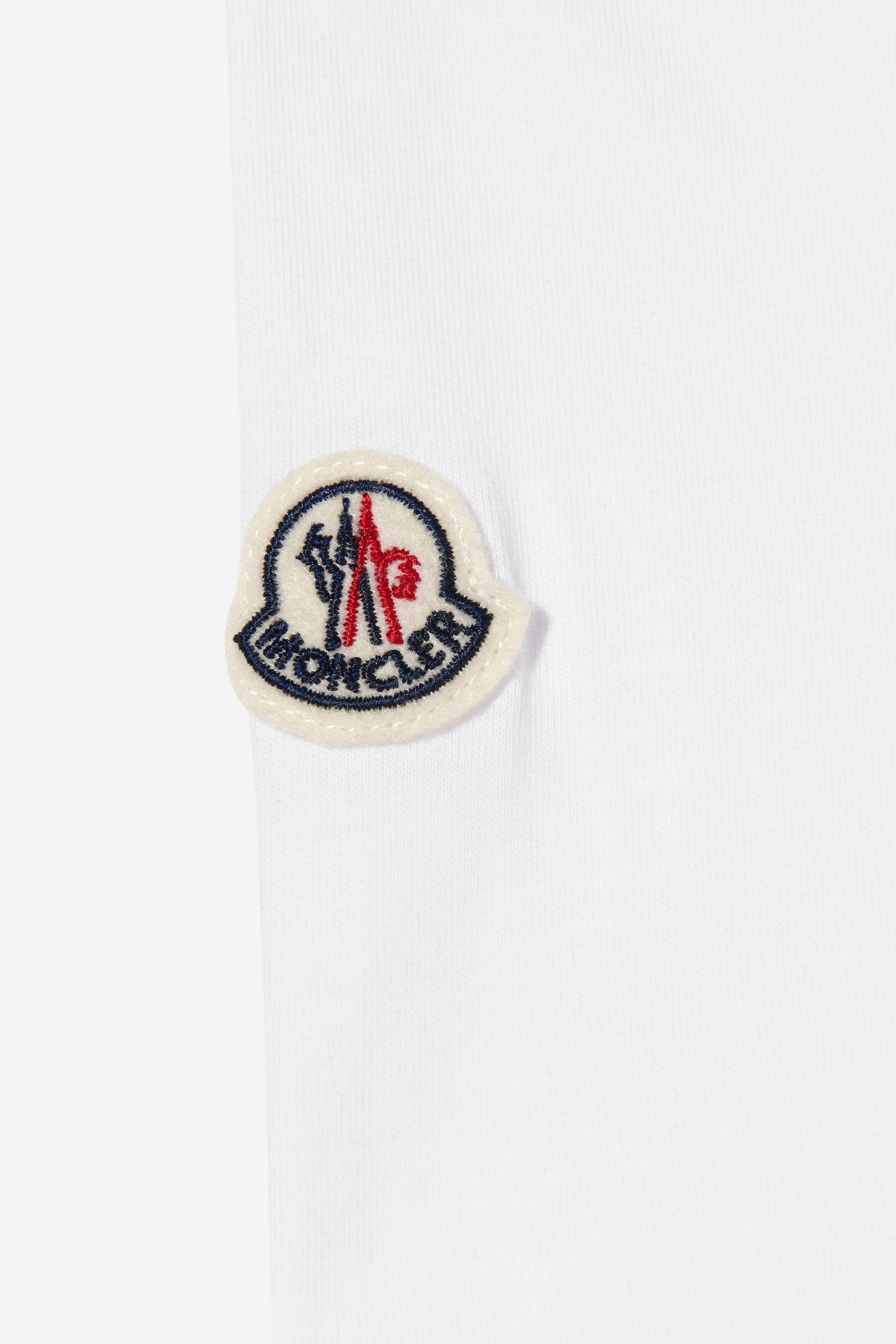 Moncler Enfant Boys Long Sleeve Logo T-Shirt in White Newest Online