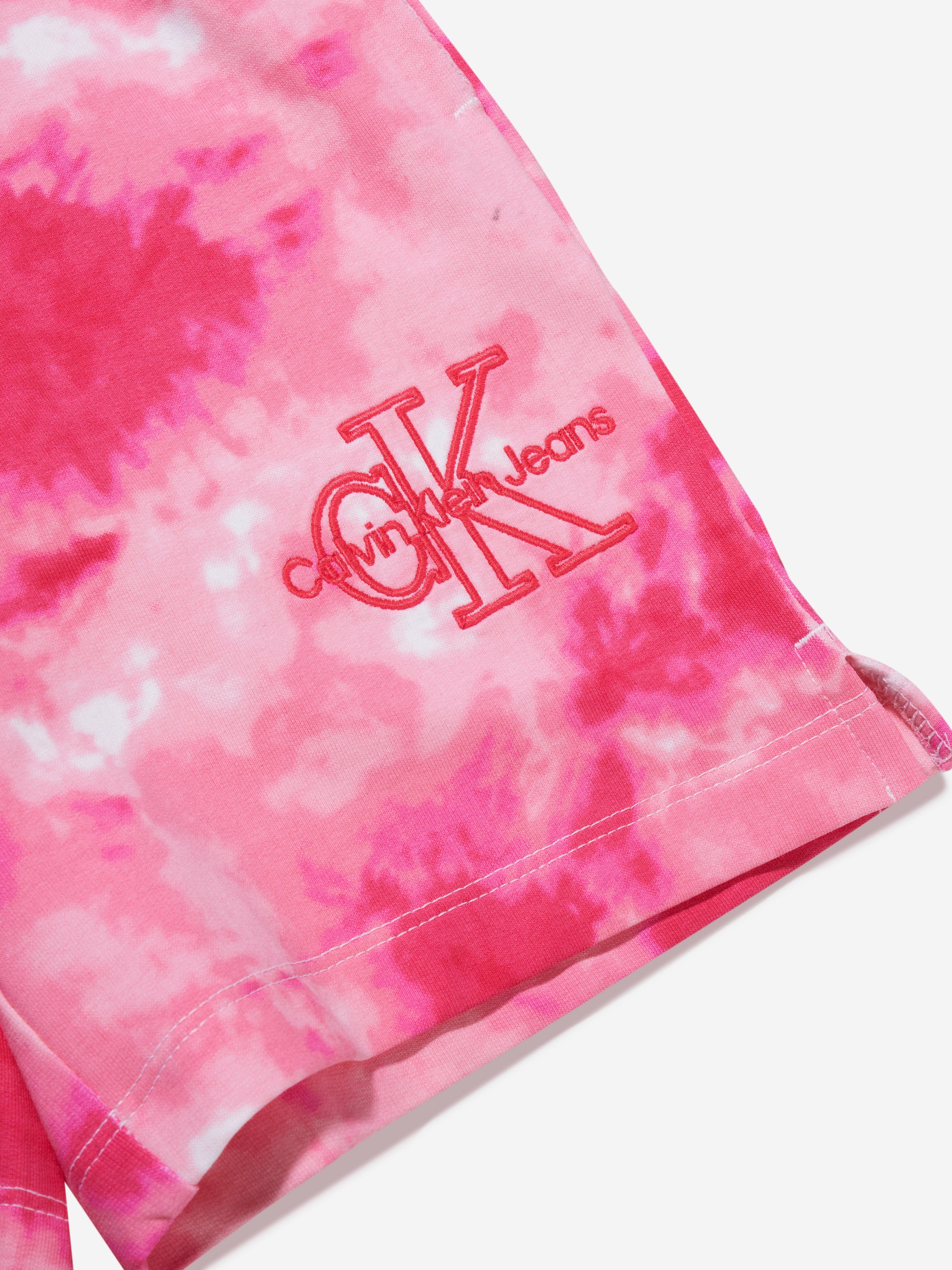 Calvin Klein Girls Tie Dye Shorts in Pink Discount Latest