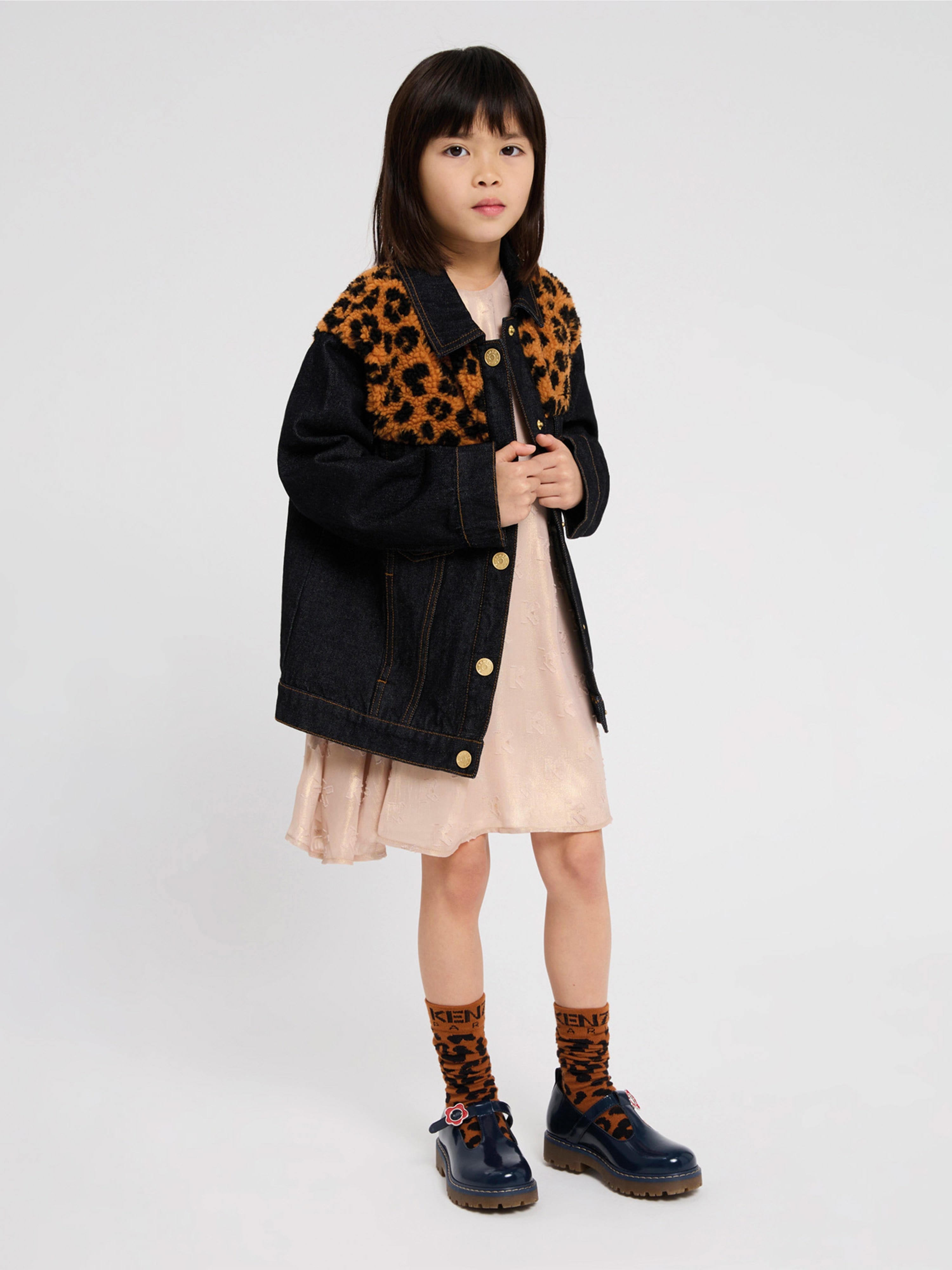 KENZO Kids Leopard Denim Jacket in Black Free Shipping Deals