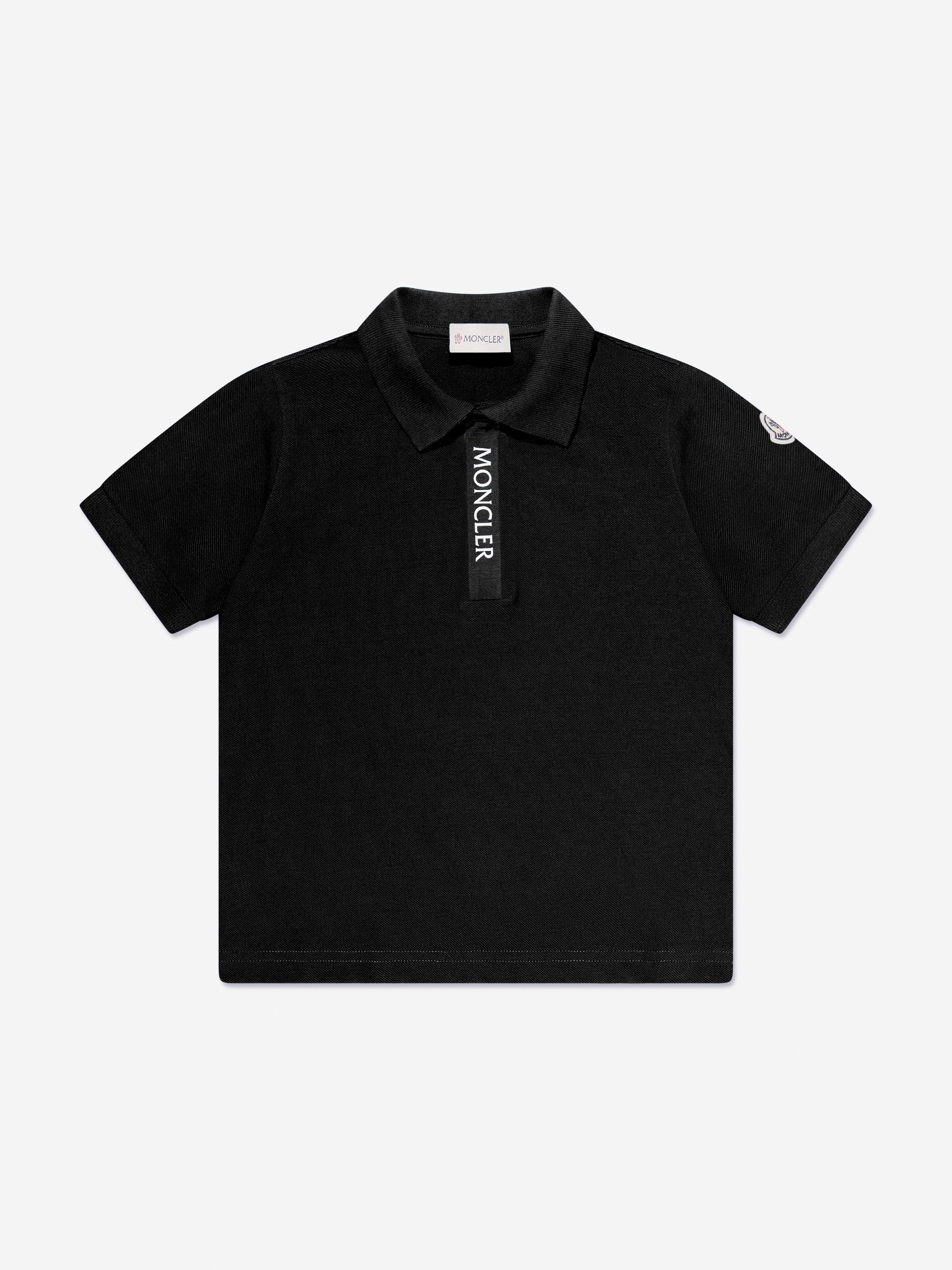 Moncler Enfant Boys Logo Polo Shirt in Black Free Shipping For Sale