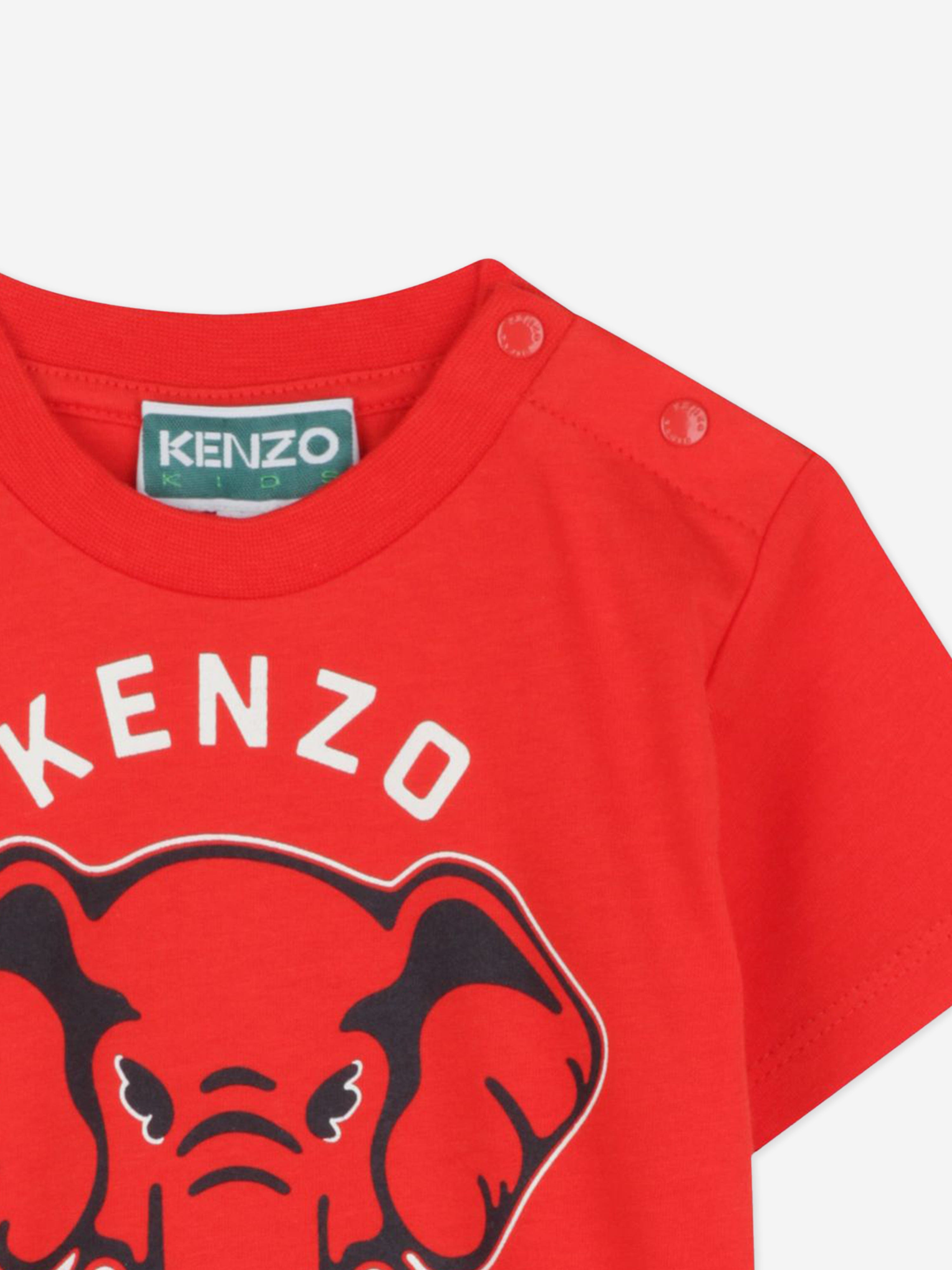 Baby Boys Elephant T-Shirt in Red Geniue Stockist