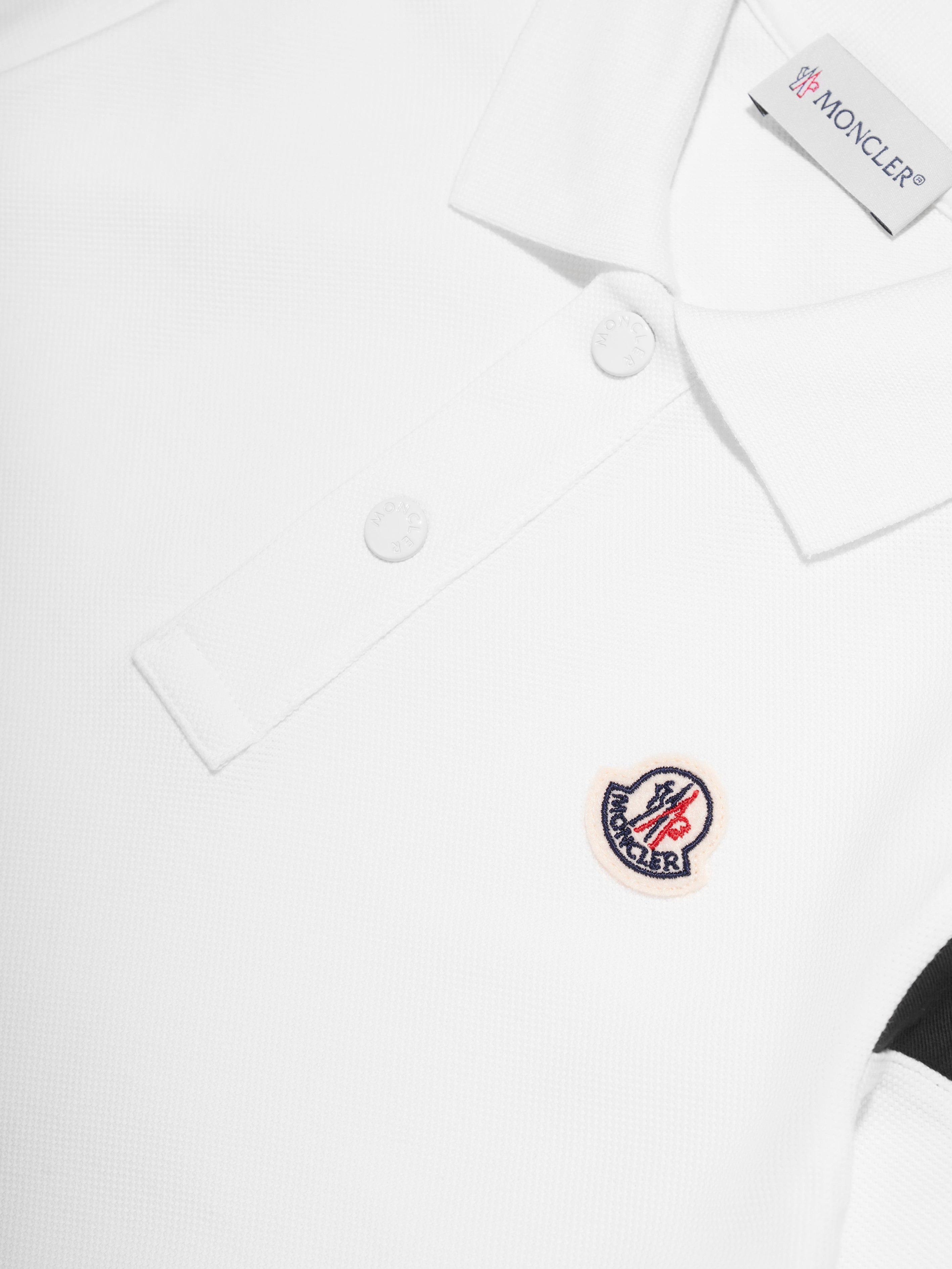 Moncler Enfant Boys Logo Polo Shirt in Ivory Cheap Eastbay