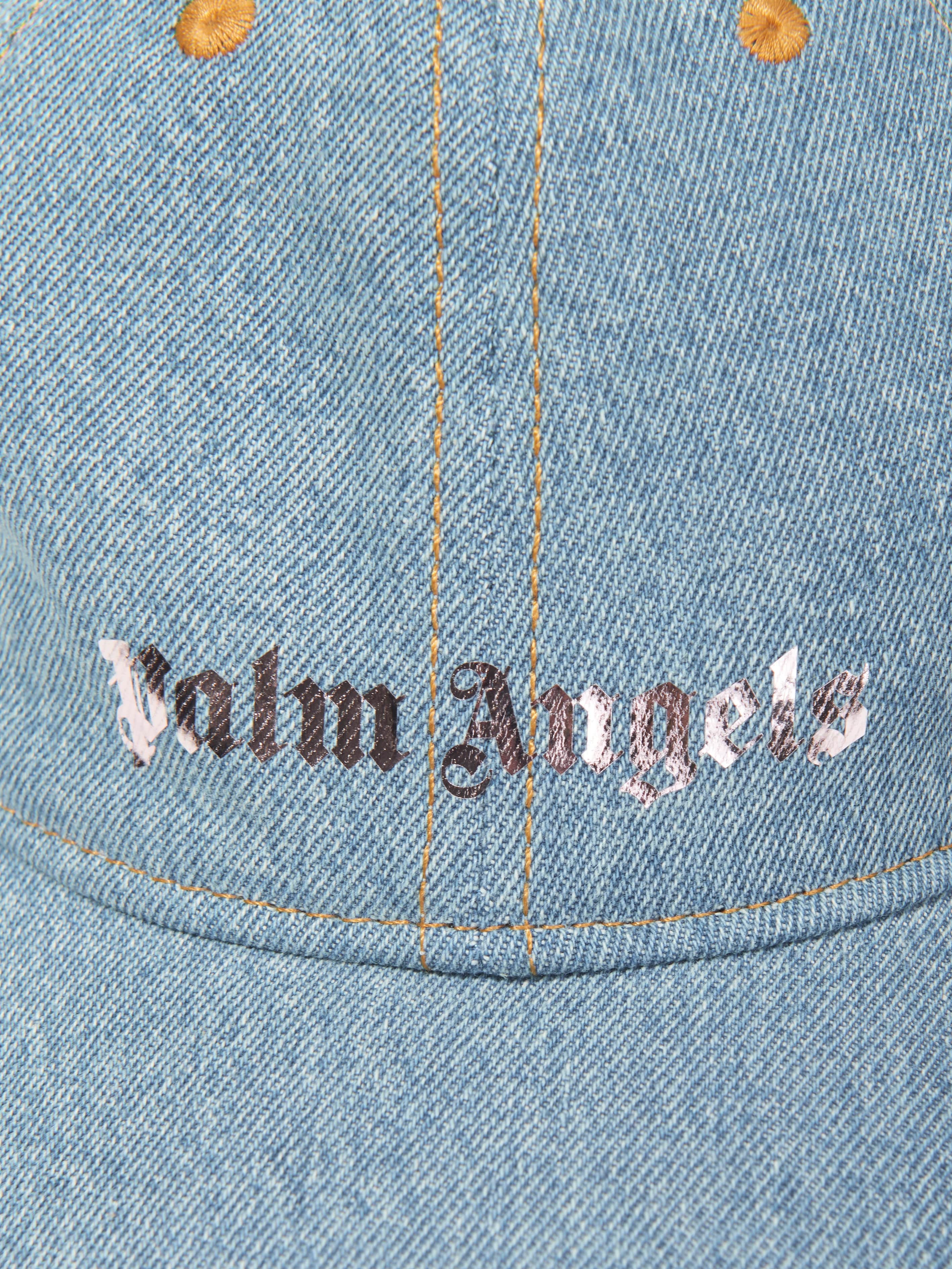 Palm Angels Girls Logo Stone Denim Baseball Cap in Blue Outlet Marketable