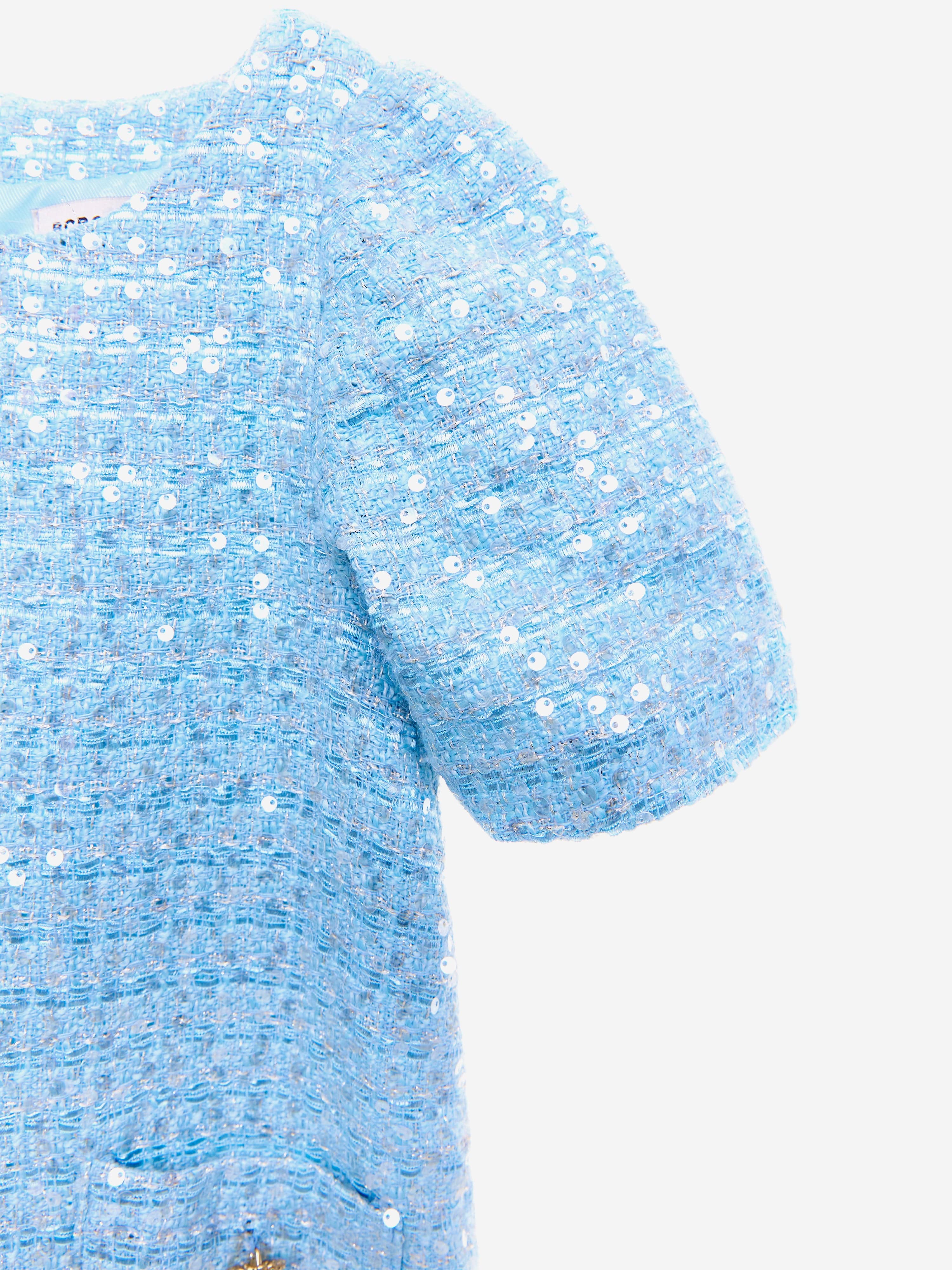BCBG Girls Tweed Dress in Blue Cheap Online Store Manchester