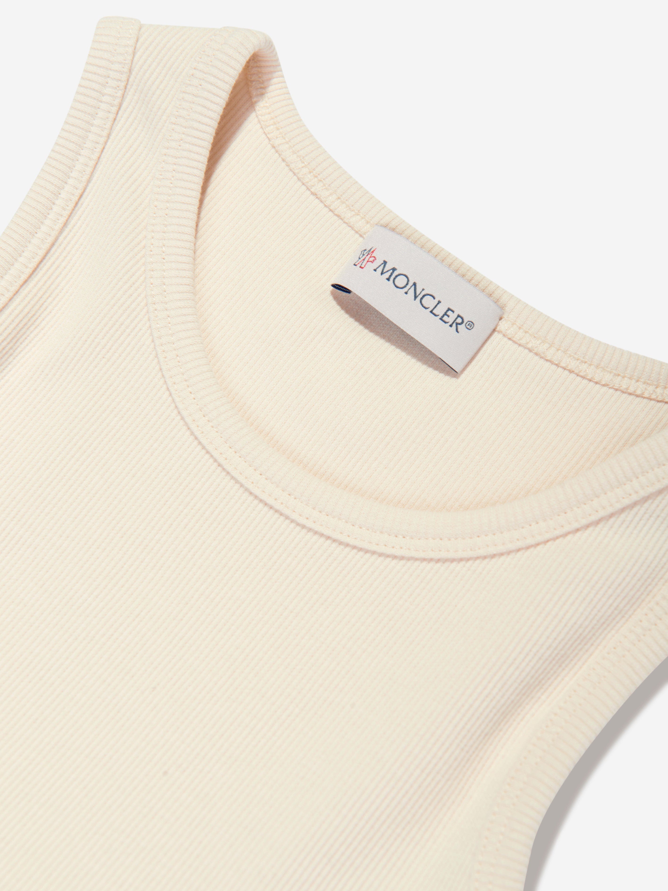 Moncler Enfant Girls Sleeveless Top in Ivory Free Shipping Get Authentic
