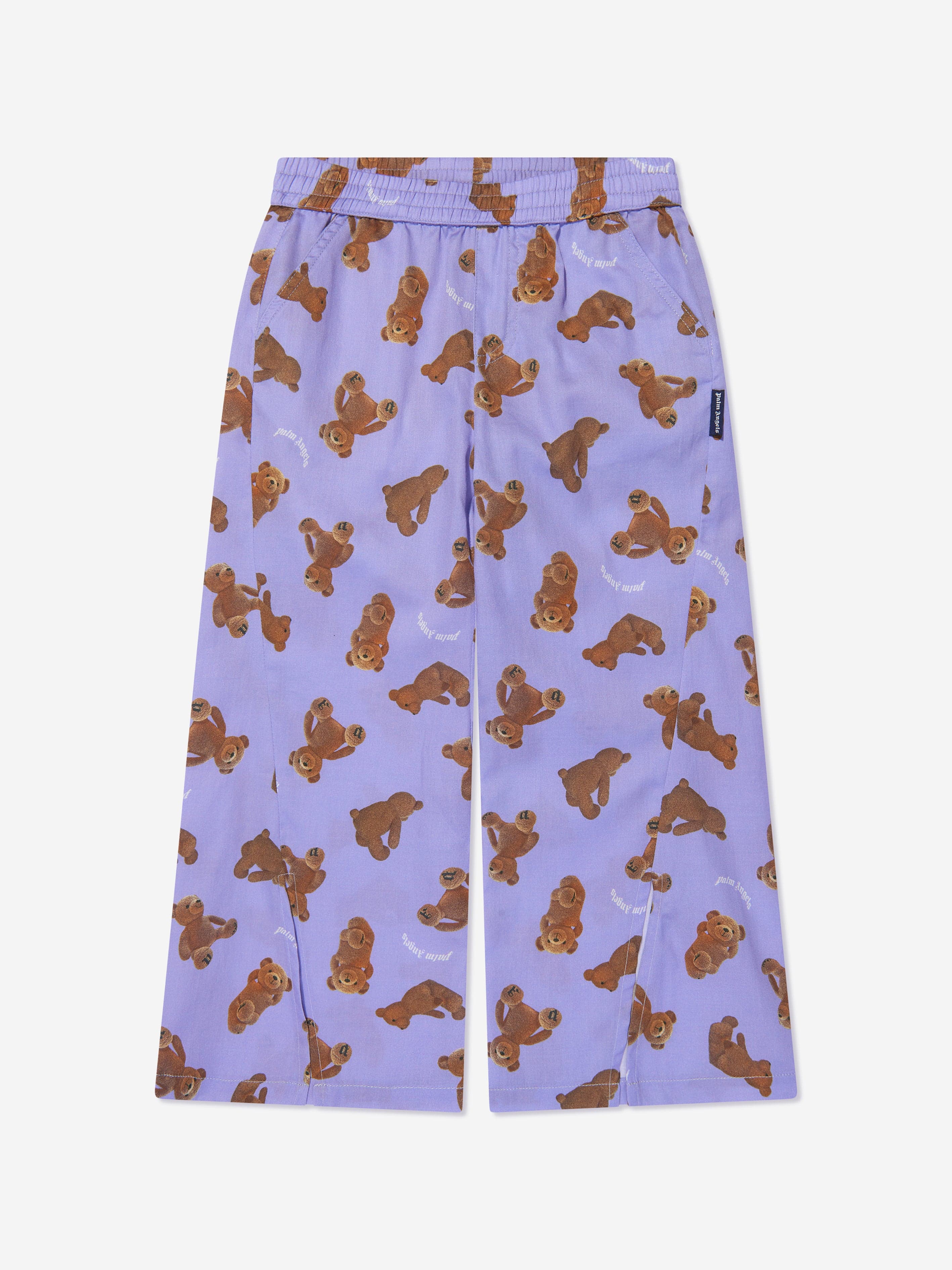 Palm Angels Girls AOP PA Bears Trousers in Lilac Outlet Collections