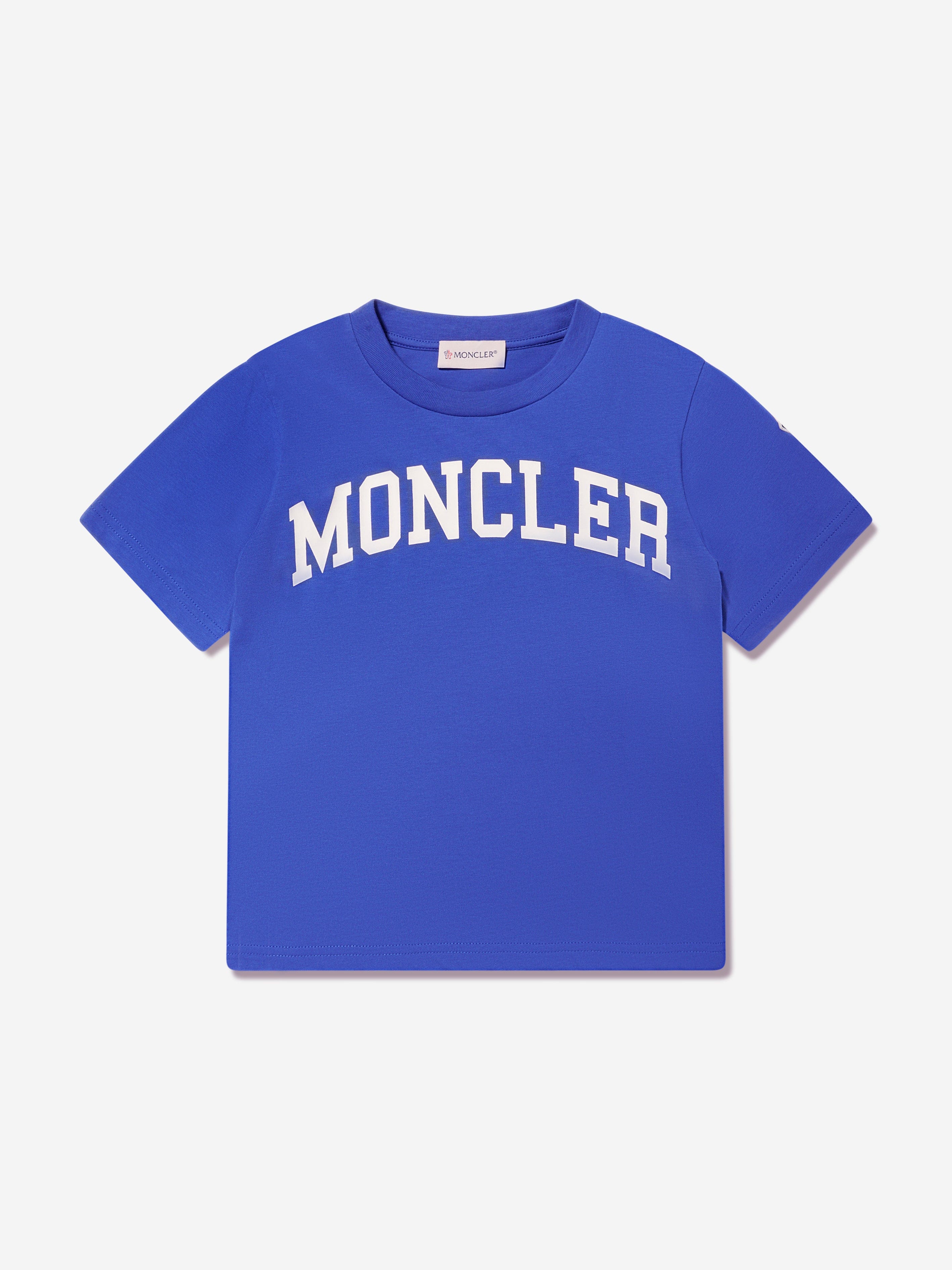 Moncler Enfant Boys Logo Print T-Shirt in Blue Looking For Cheap Pice