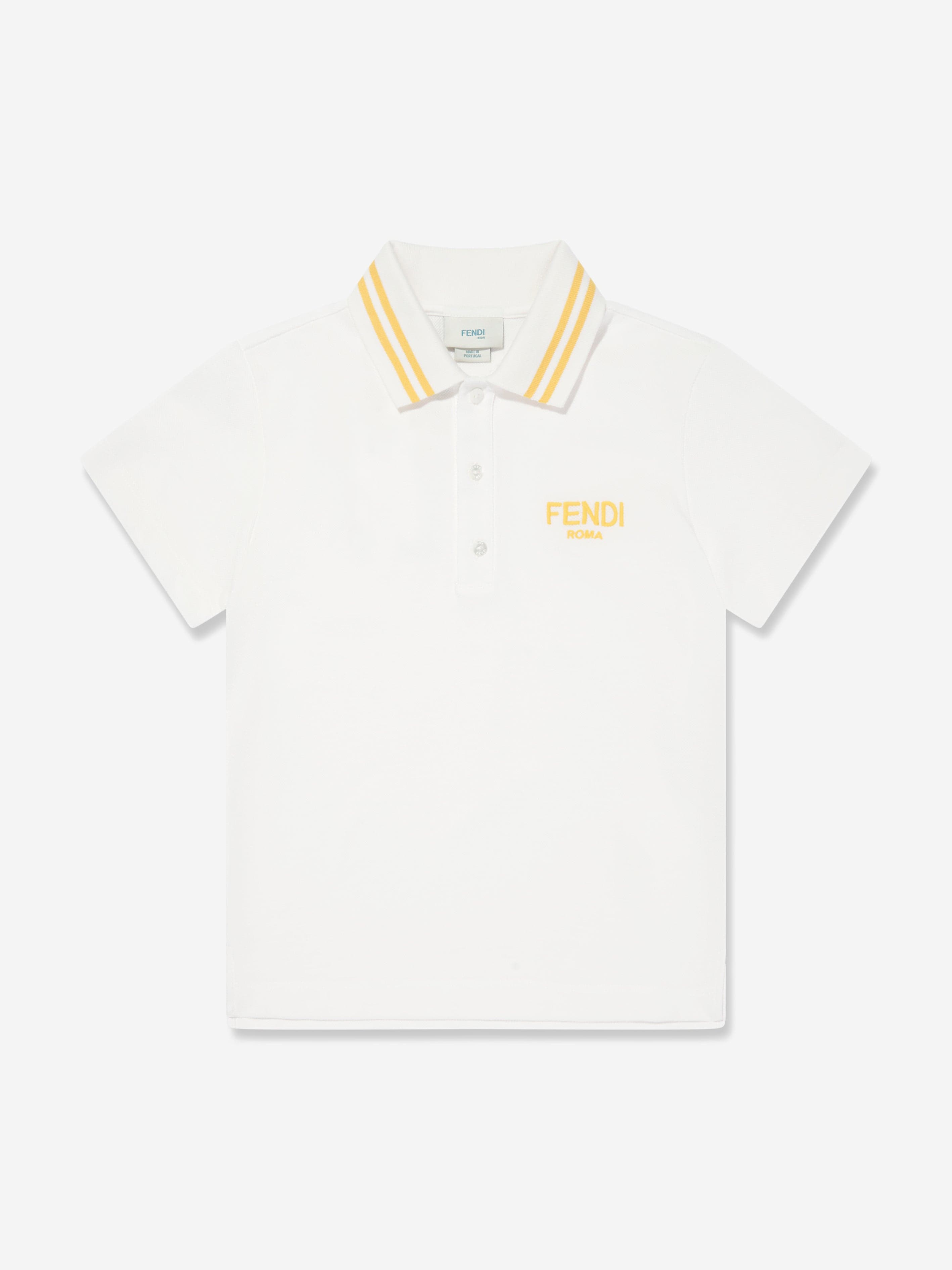 Fendi Boys Logo Polo Shirt in White Cheap Real Authentic