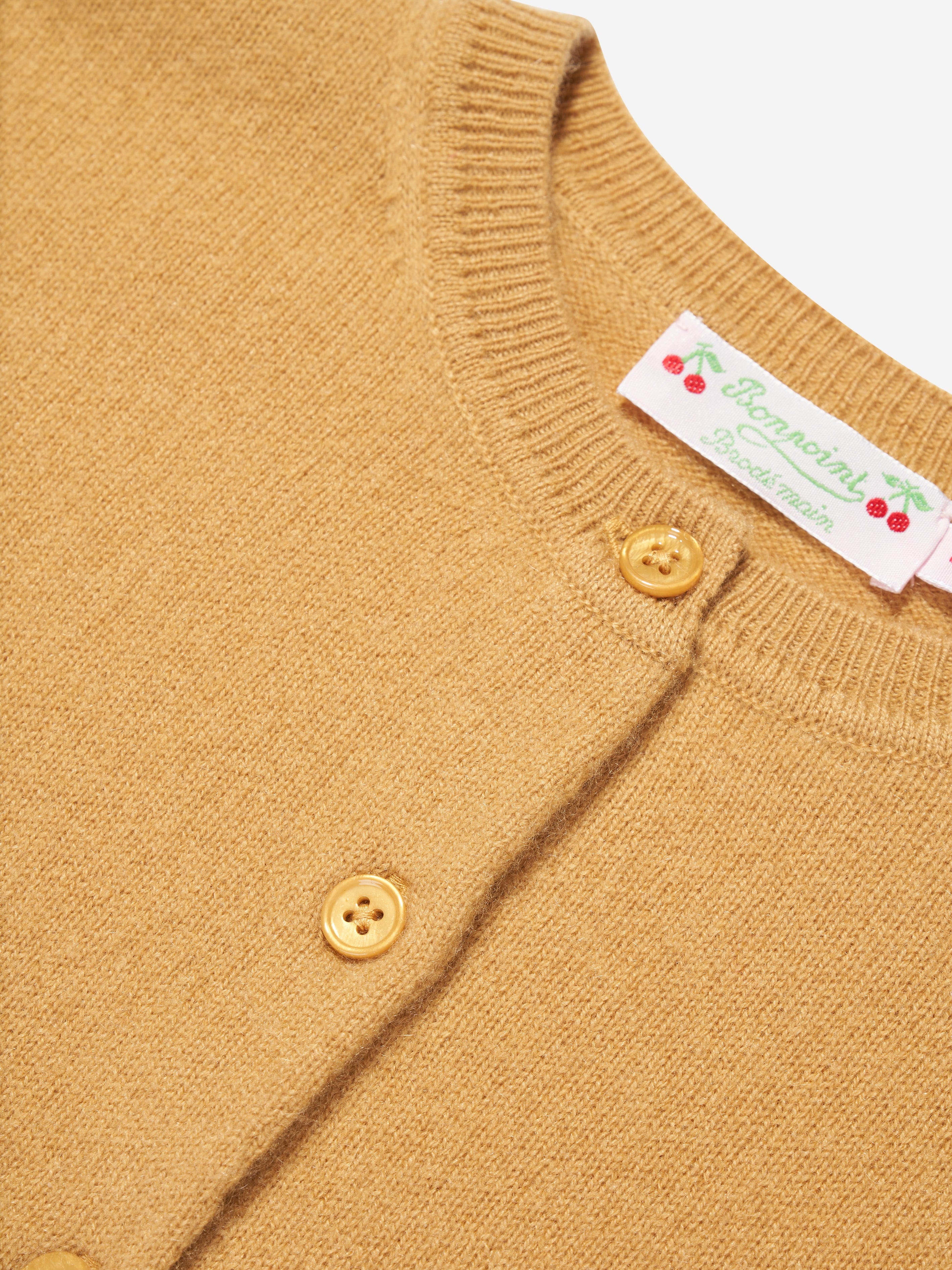 Bonpoint Girls Tabara Cashmere Cardigan in Yellow Clearance Official Site
