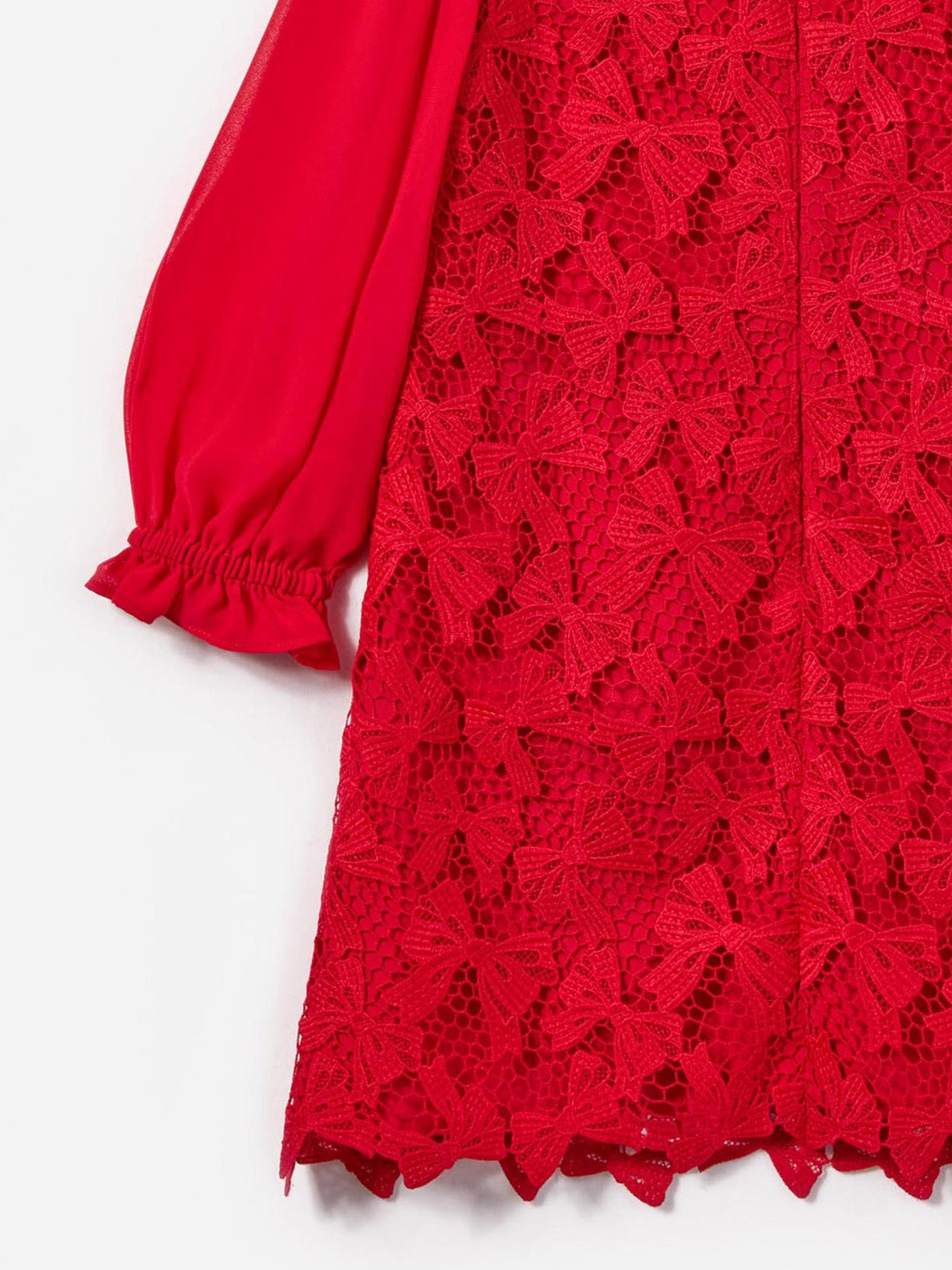 Girls Bow Lace Dress in Red Finishline Sale Online
