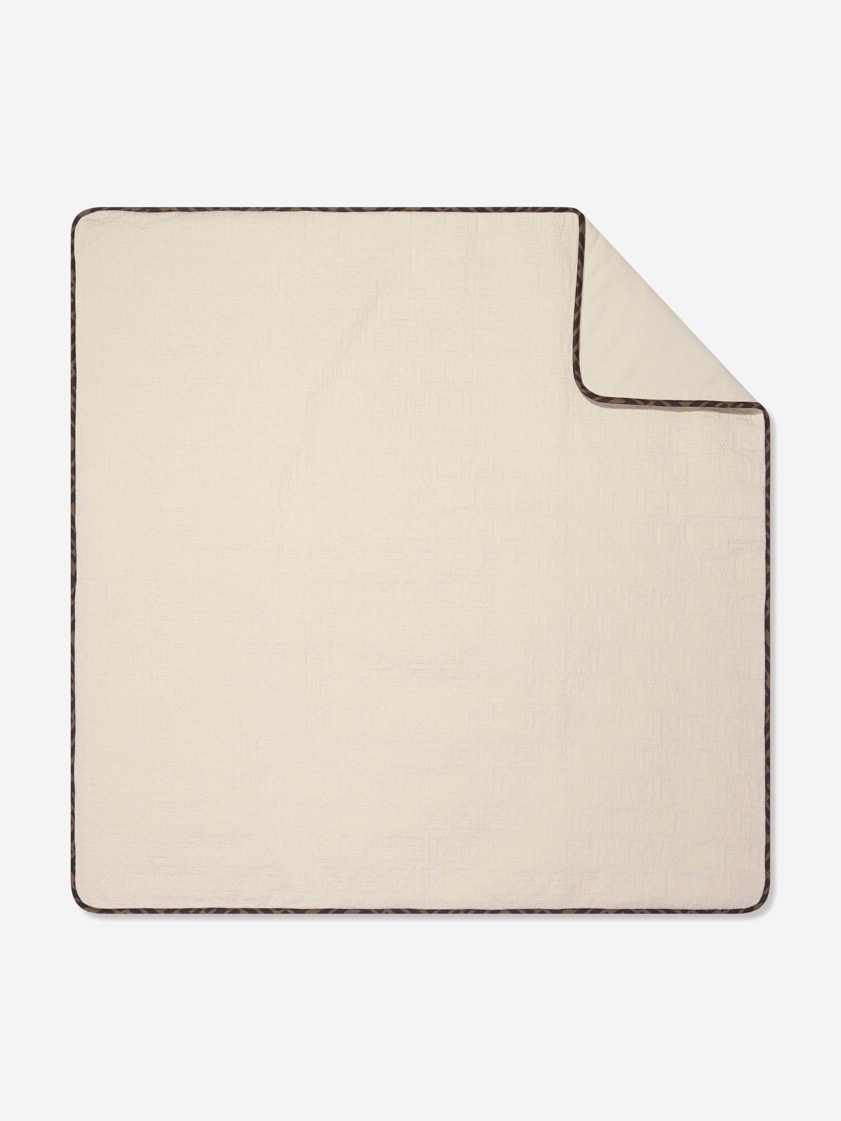Fendi Baby Quilted Cotton Blanket in Beige Free Shipping Top Quality