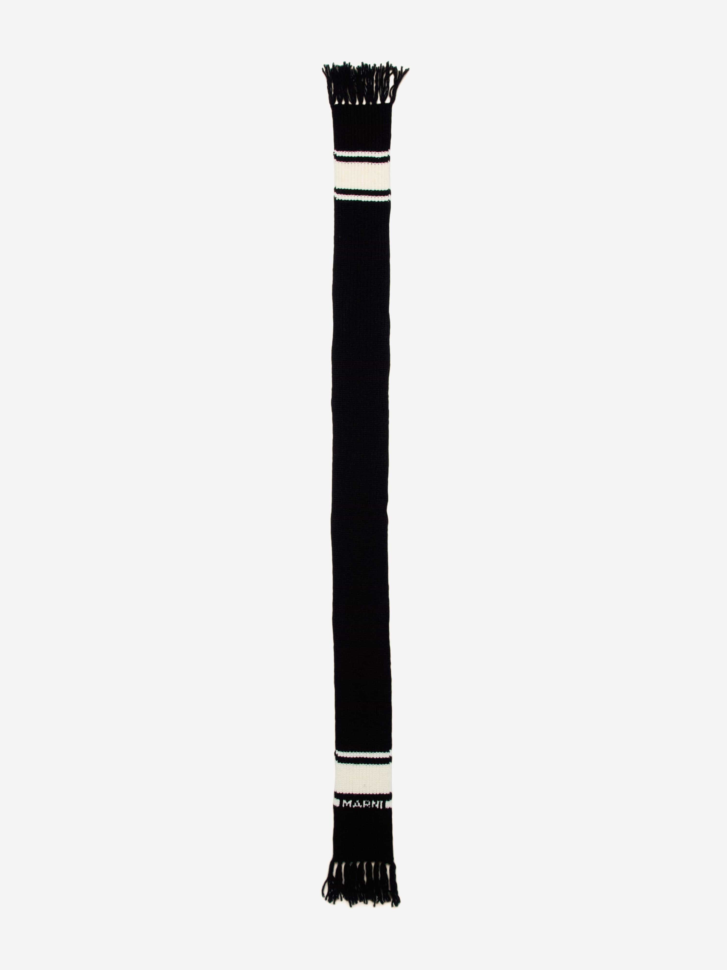 MARNI Kids Striped Knitted Scarf in Black With Credit Card Cheap Online