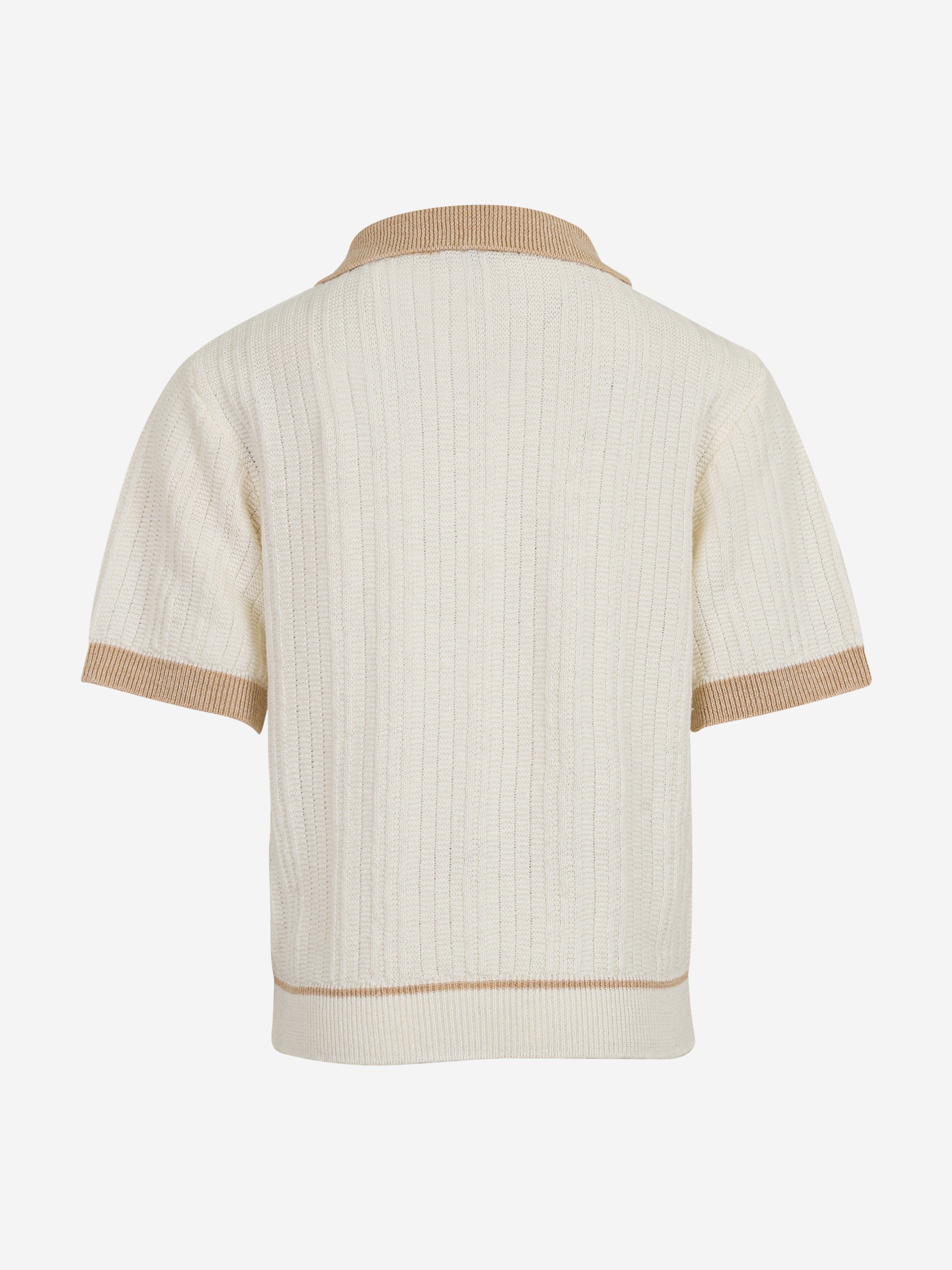 Boys Linen Knitted Polo Shirt in Ivory Buy Cheap Popular
