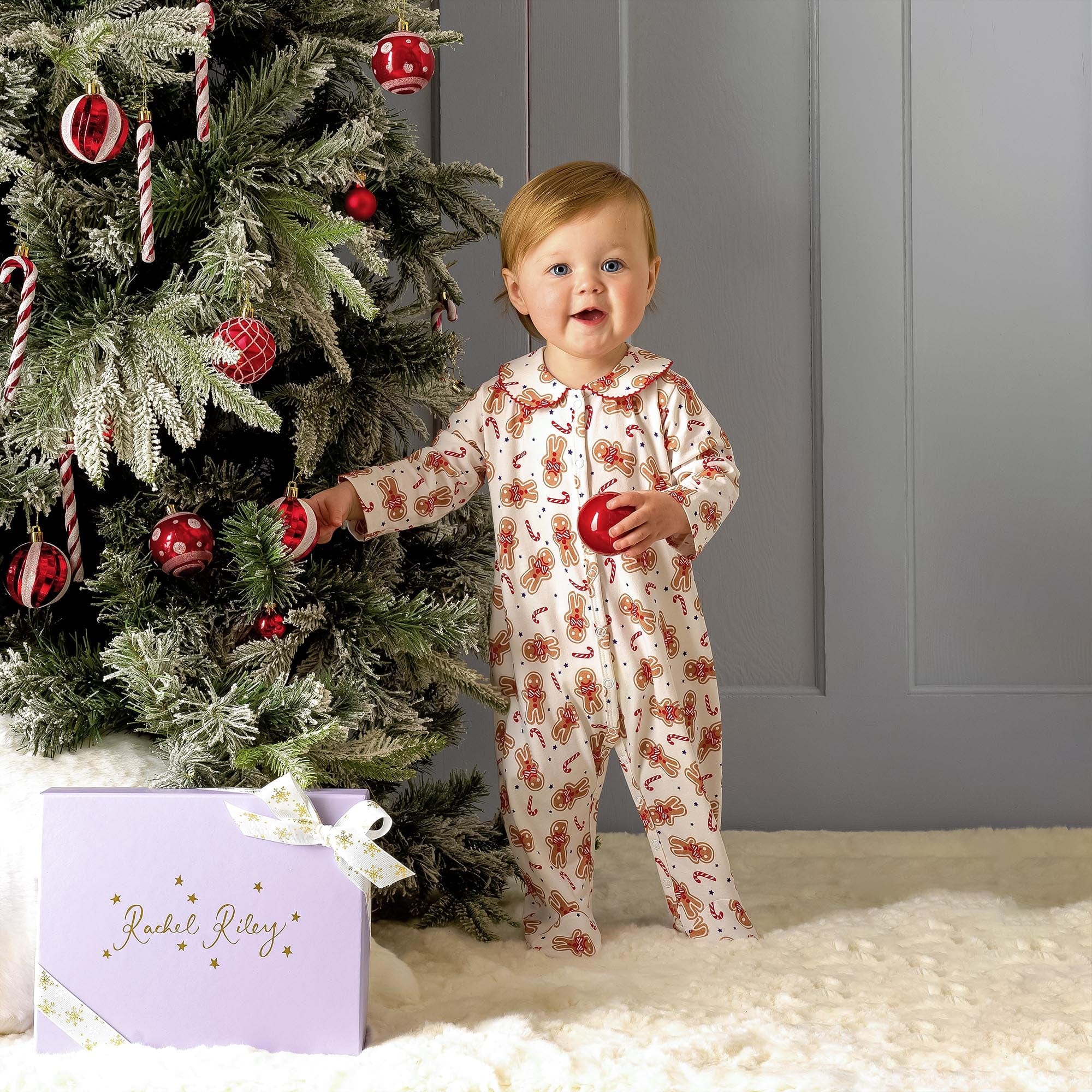 Rachel Riley Baby Gingerbread Babygrow in White Best Sale Online