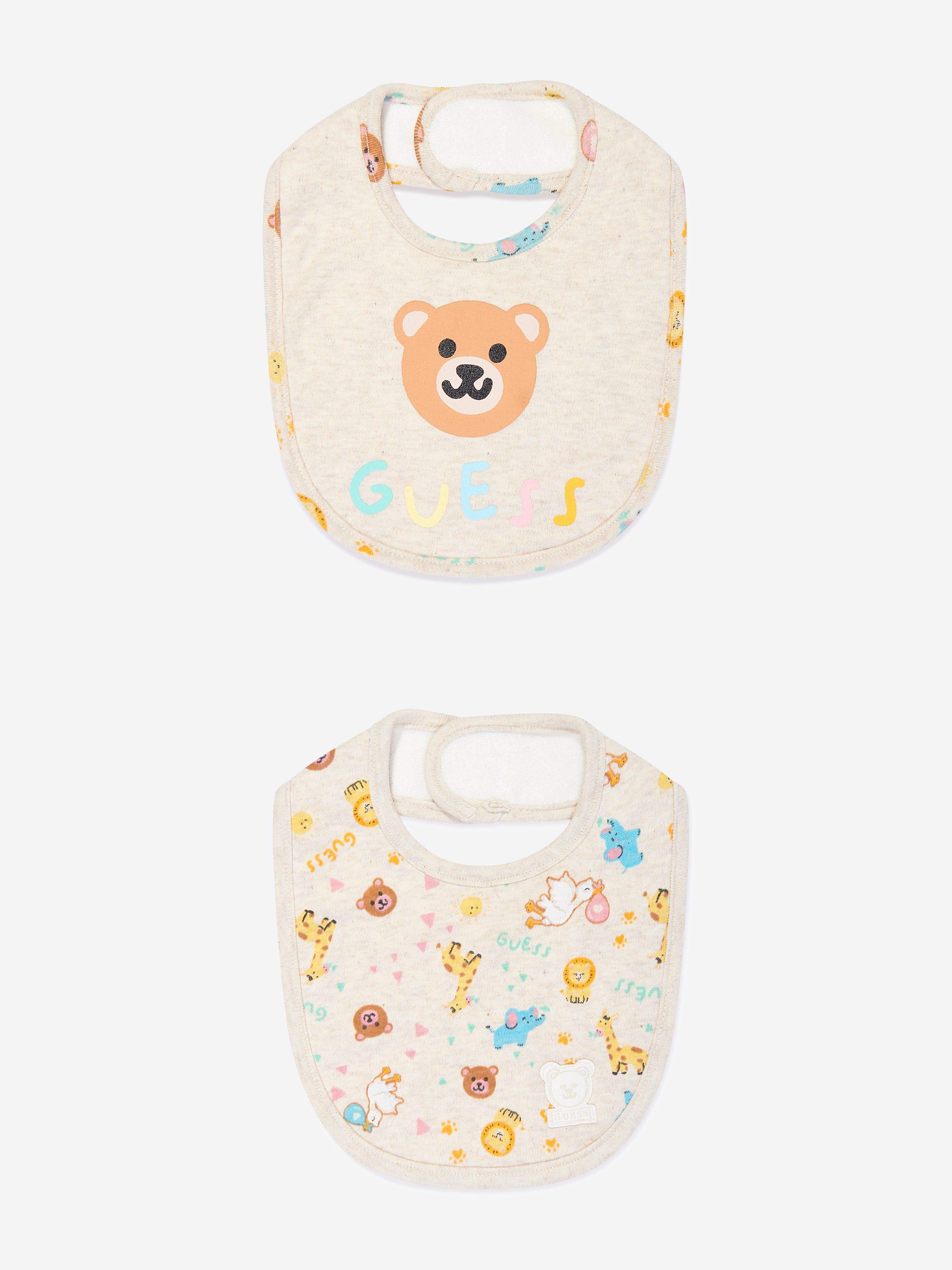 Guess Baby Animal Dream Bib Set in Ivory Discount Largest Supplier