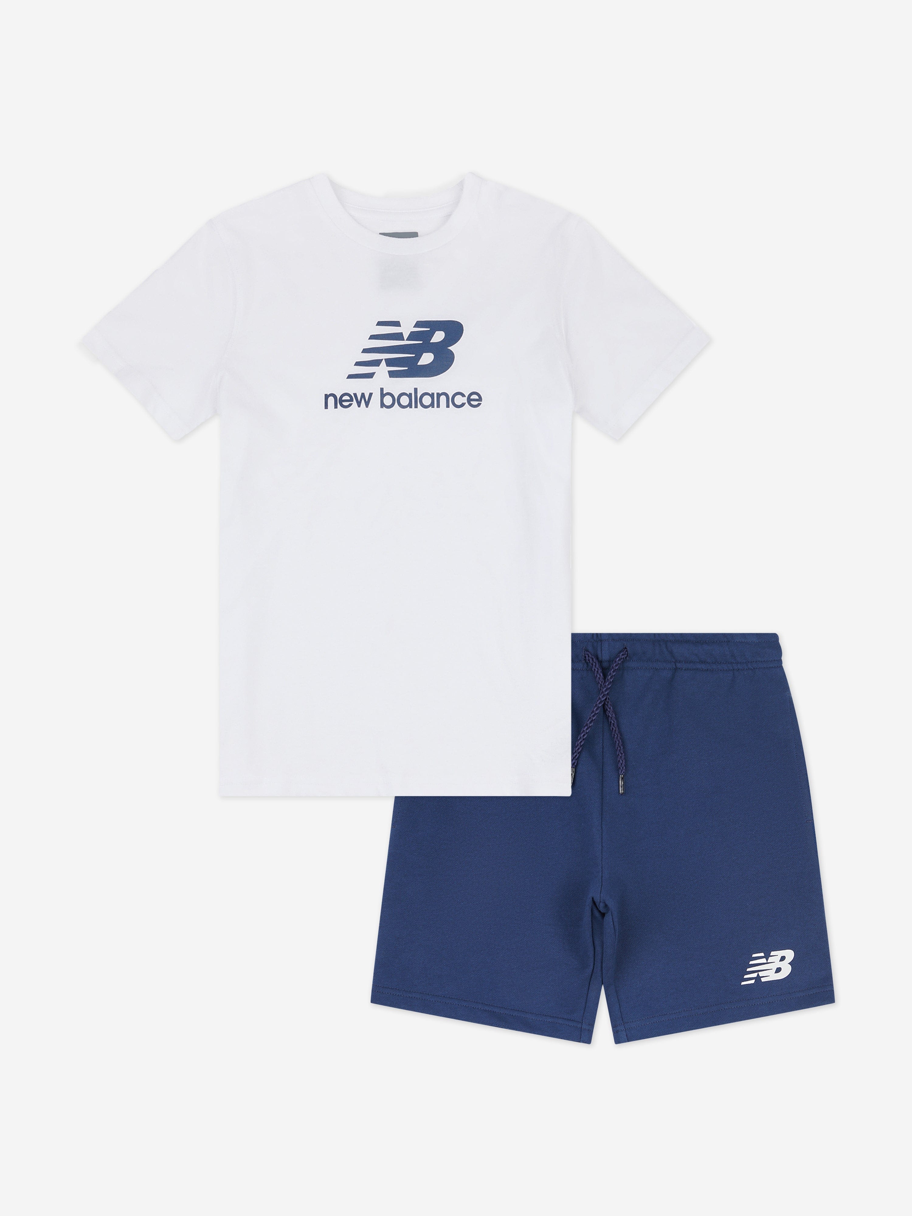New Balance Boys Stacked Logo Short Set in White Clearance Low Shipping