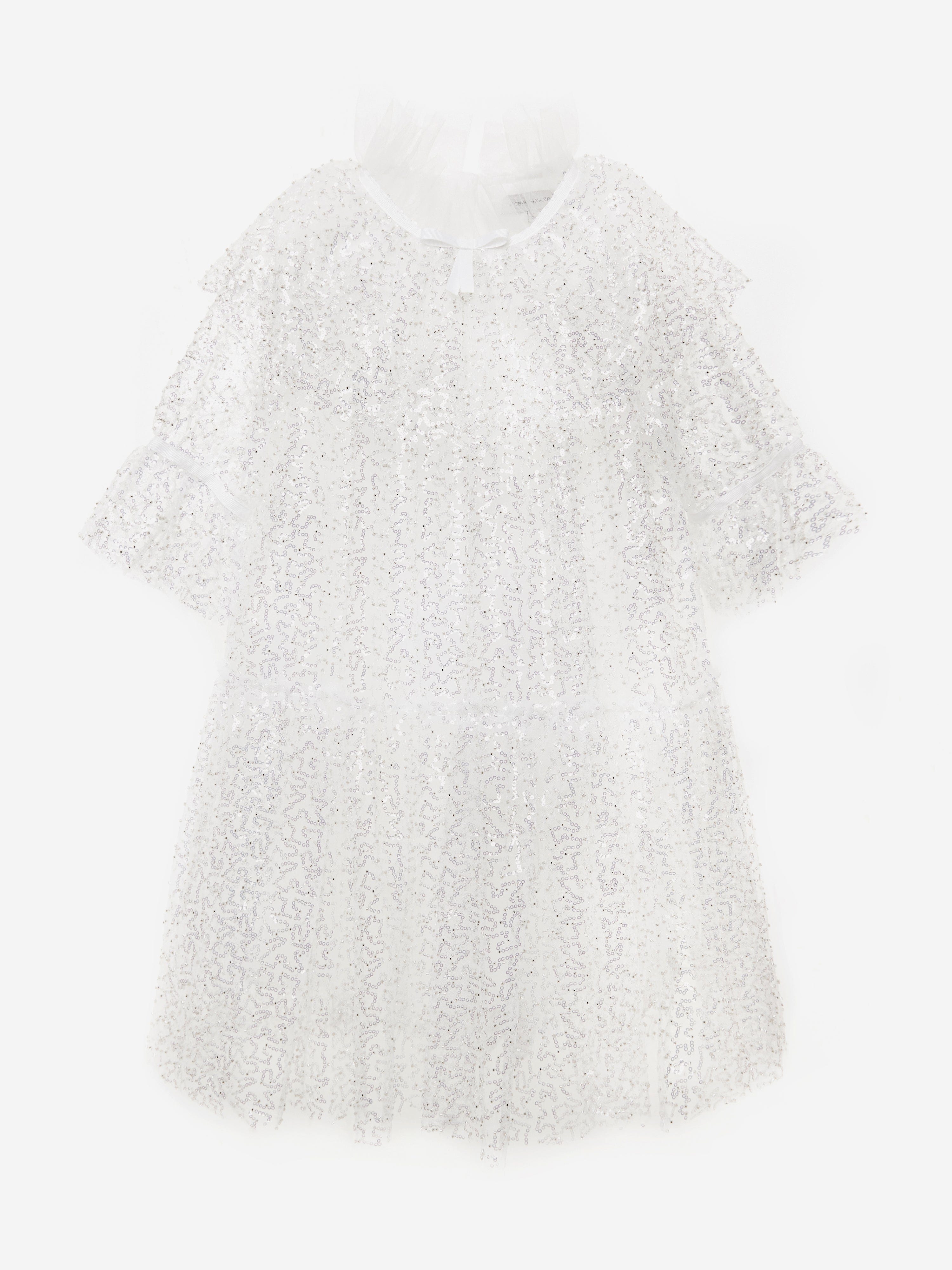 BCBG Girls Sequin Tulle Dress in White Buy Cheap Clearance