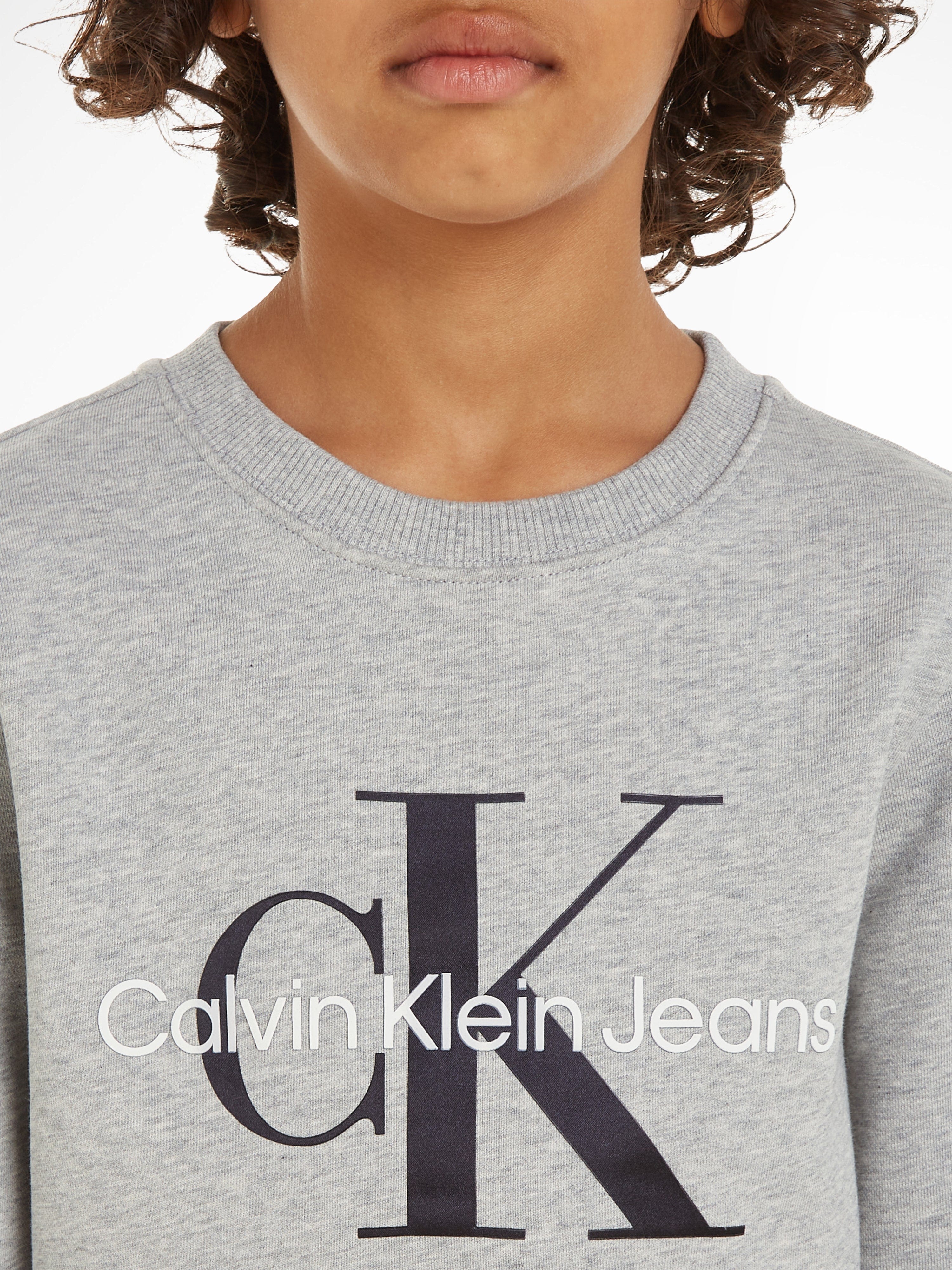 Calvin Klein Kids Monogram Logo Sweasthirt in Grey Many Kinds Of Cheap Online