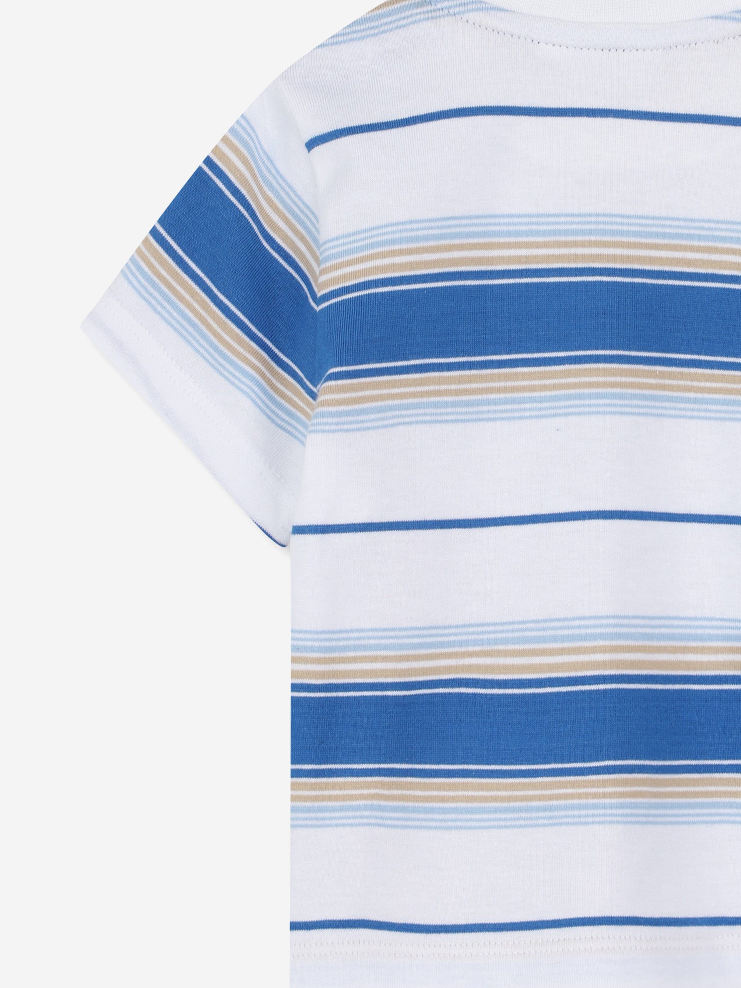 BOSS Baby Boys Striped Logo T-Shirt in Blue Discount Tumblr