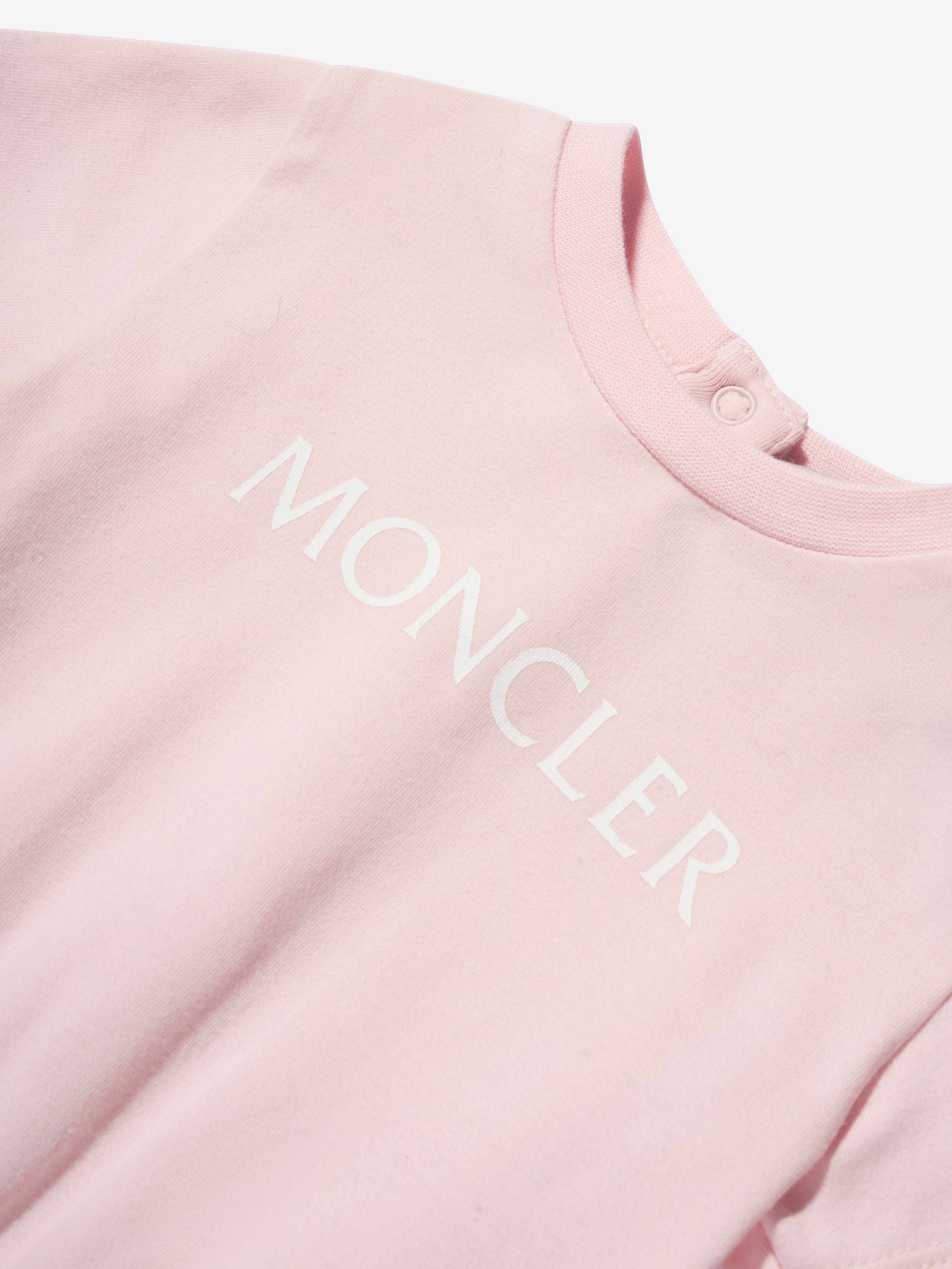 Moncler Enfant Baby Girls Logo Playsuit in Pink Fast Delivery Cheap Online