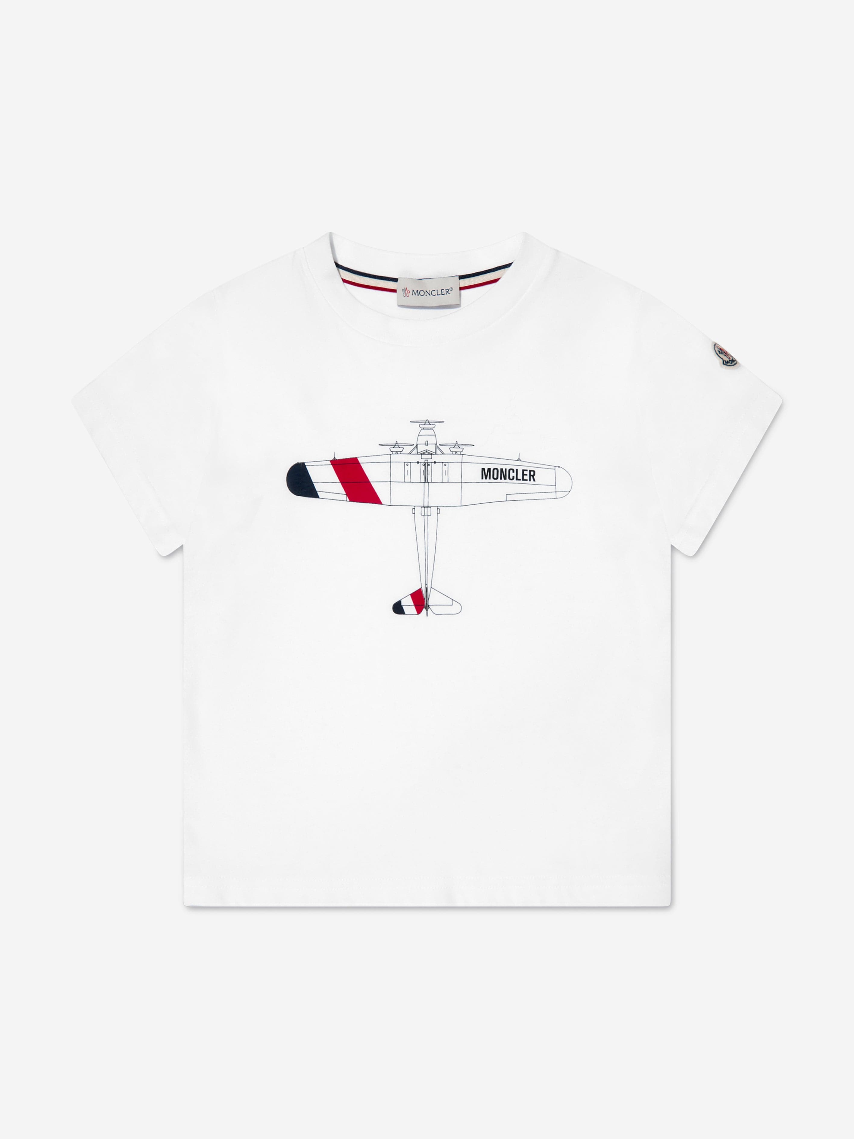 Moncler Enfant Boys Logo T-Shirt in White Outlet 2025 New