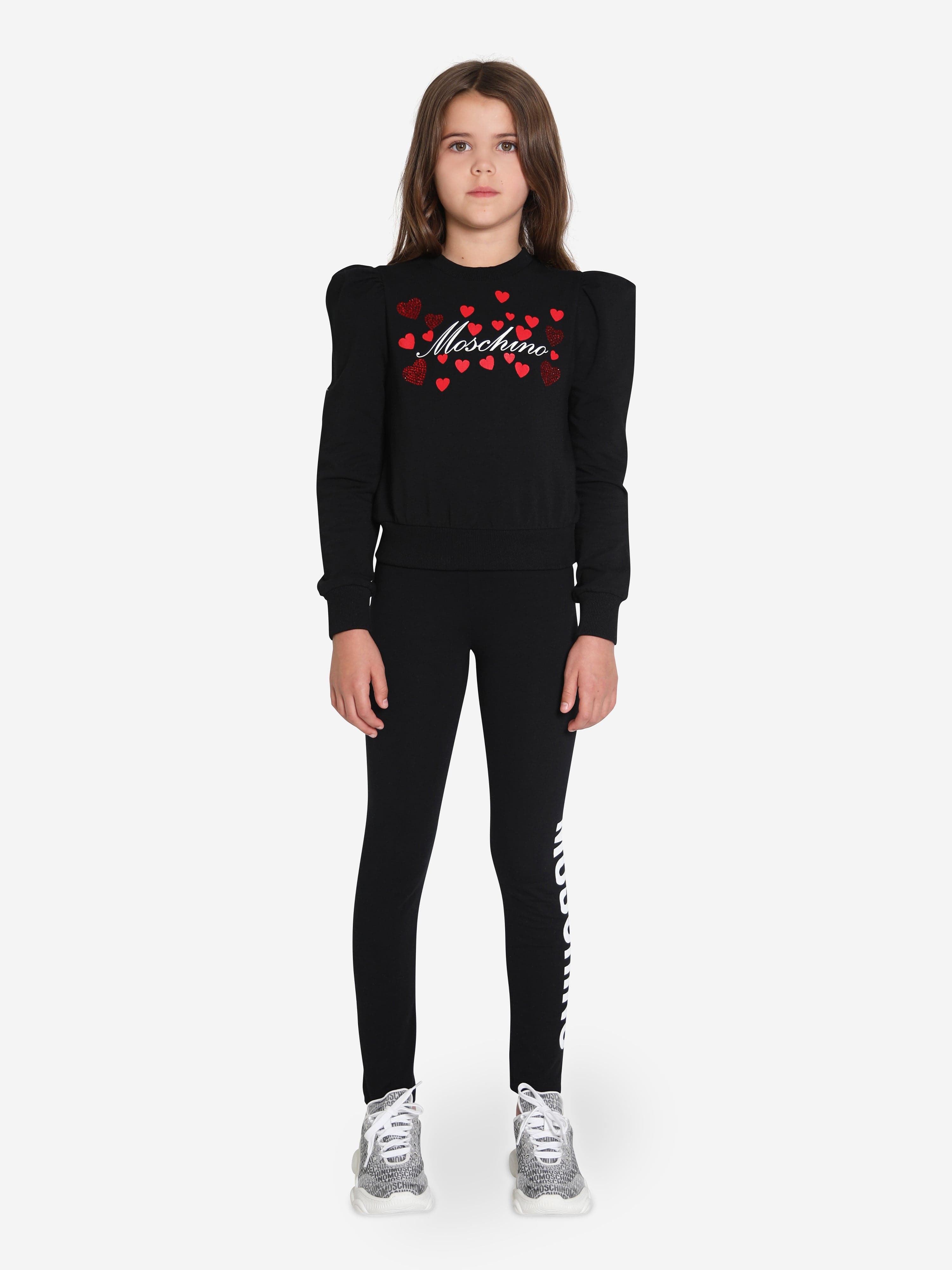 Moschino Girls Hearts Logo Sweatshirt in Black Cheap Sale Excellent