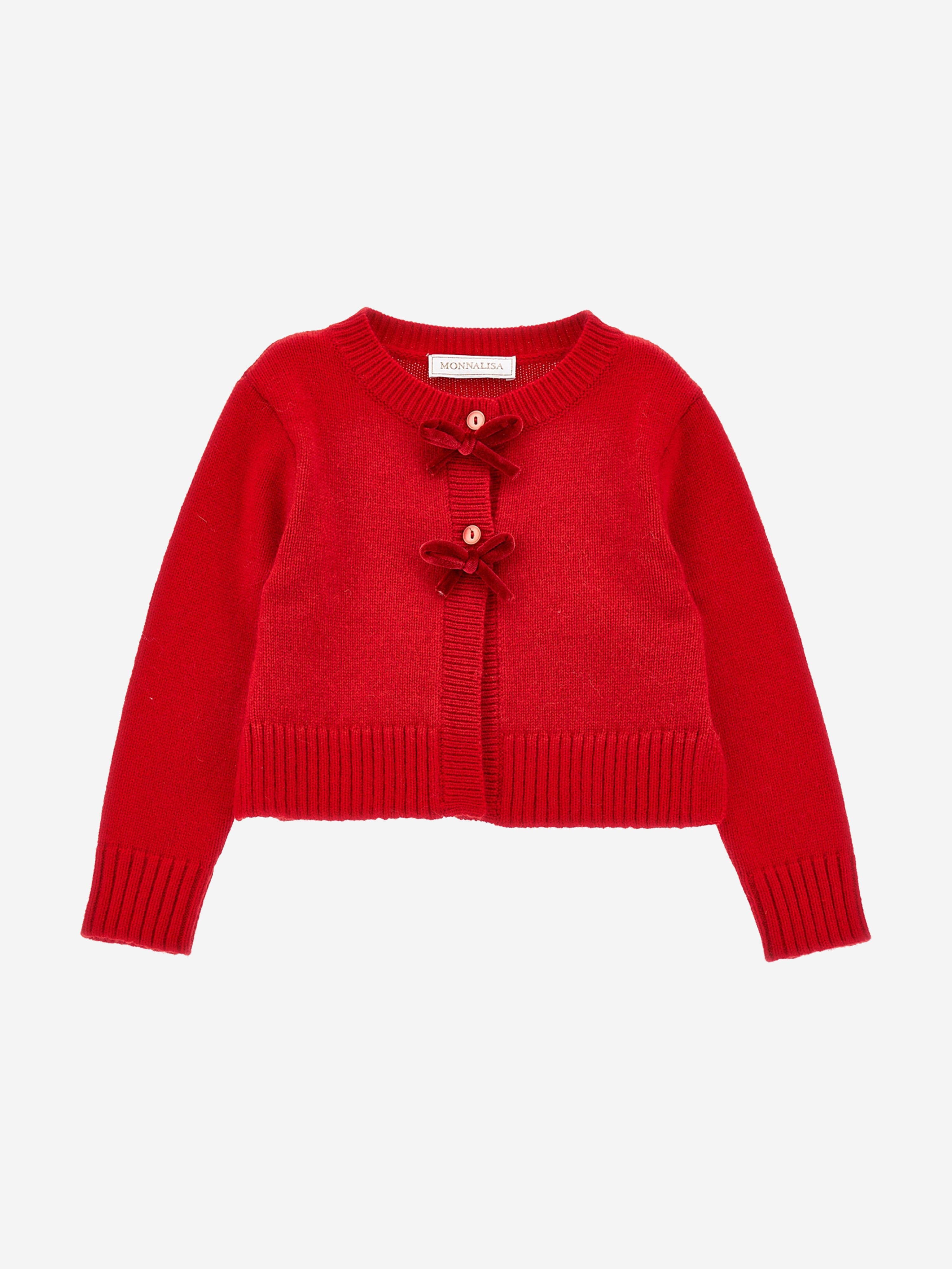 Monnalisa Baby Girls Wool Knitted Cardigan in Red Get Authentic For Sale