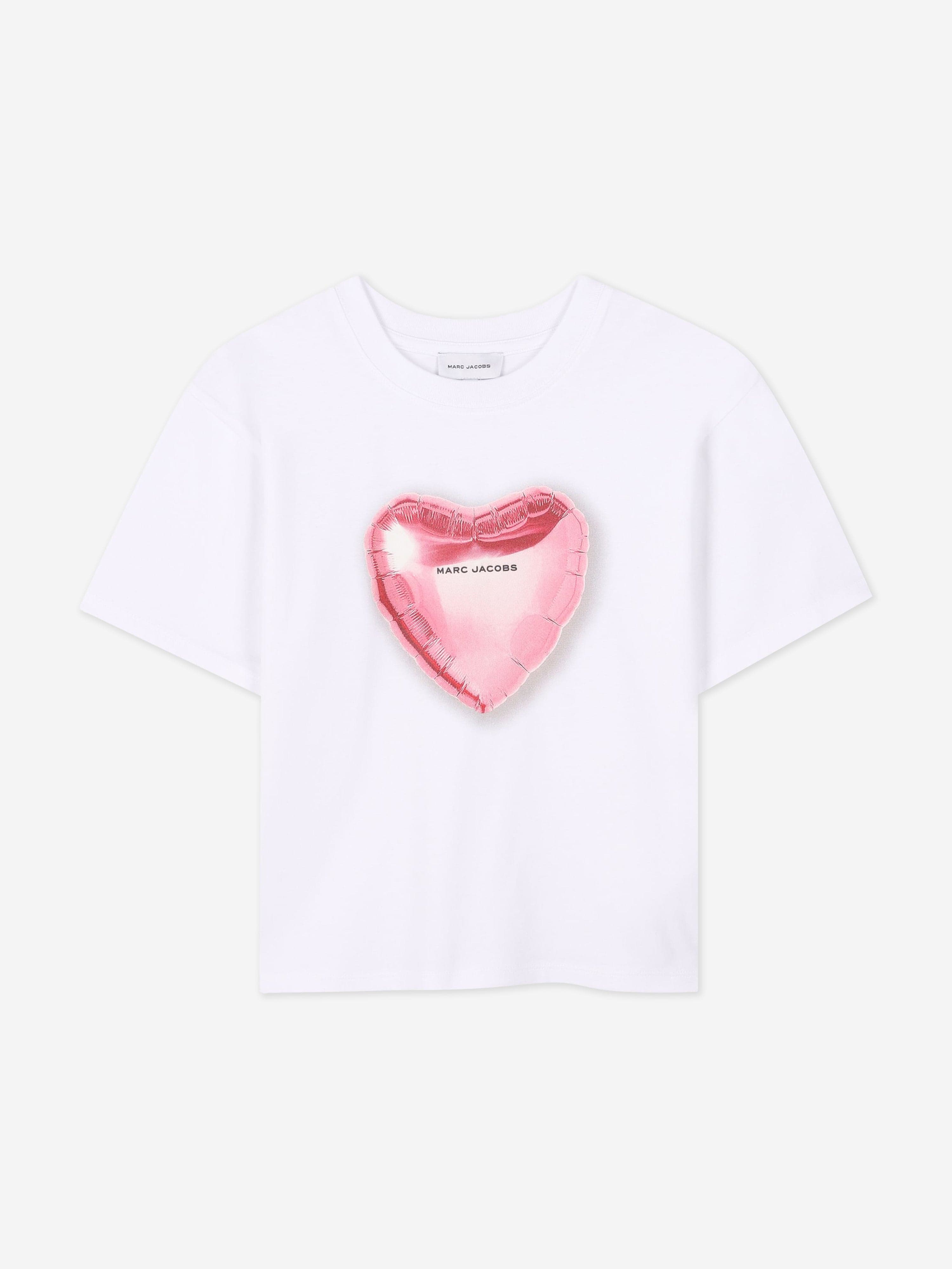 Girls Charm Heart Print T-Shirt in White Clearance Wiki