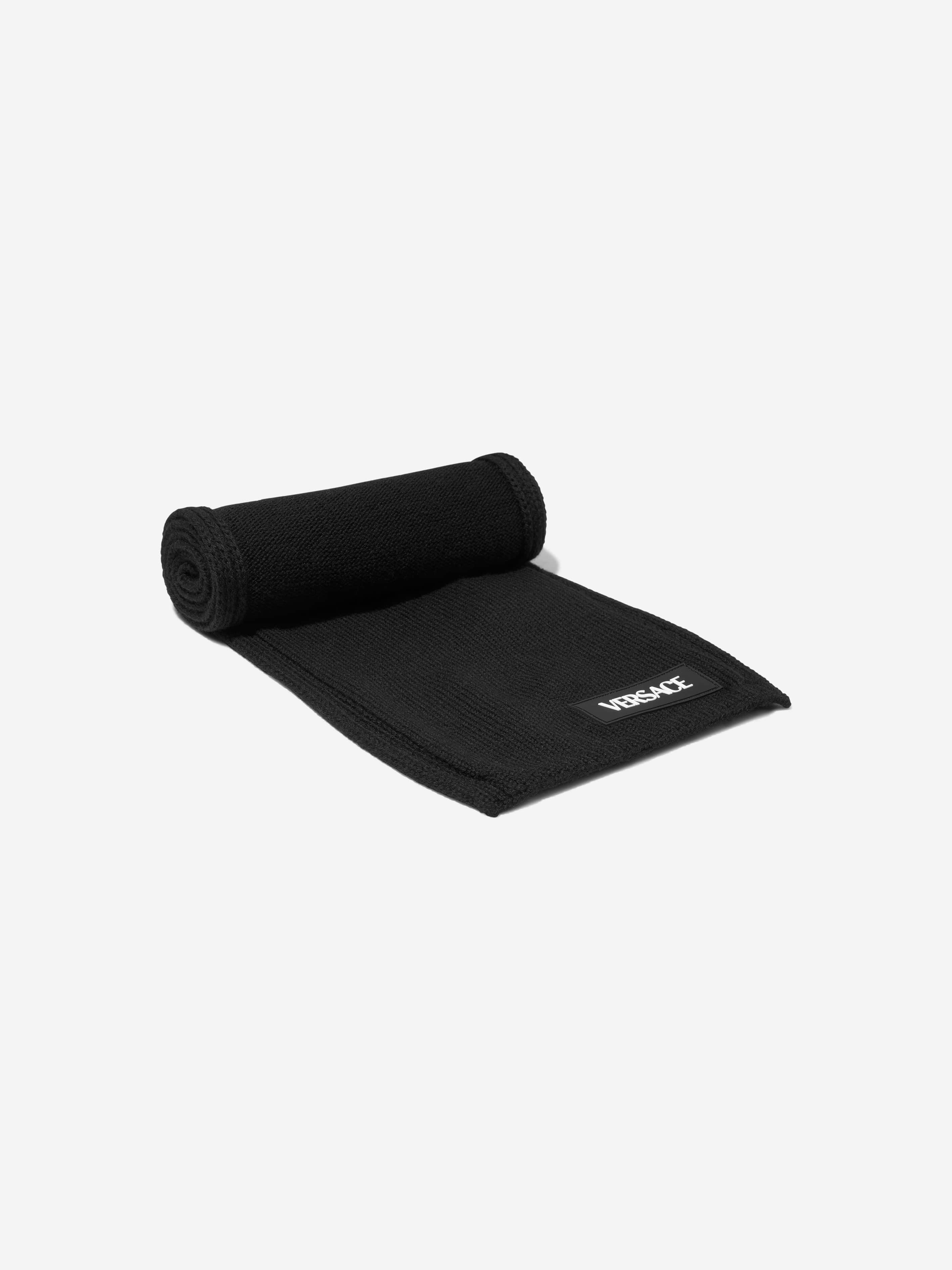 Versace Kids Patch Logo Scarf in Black Outlet 100% Authentic