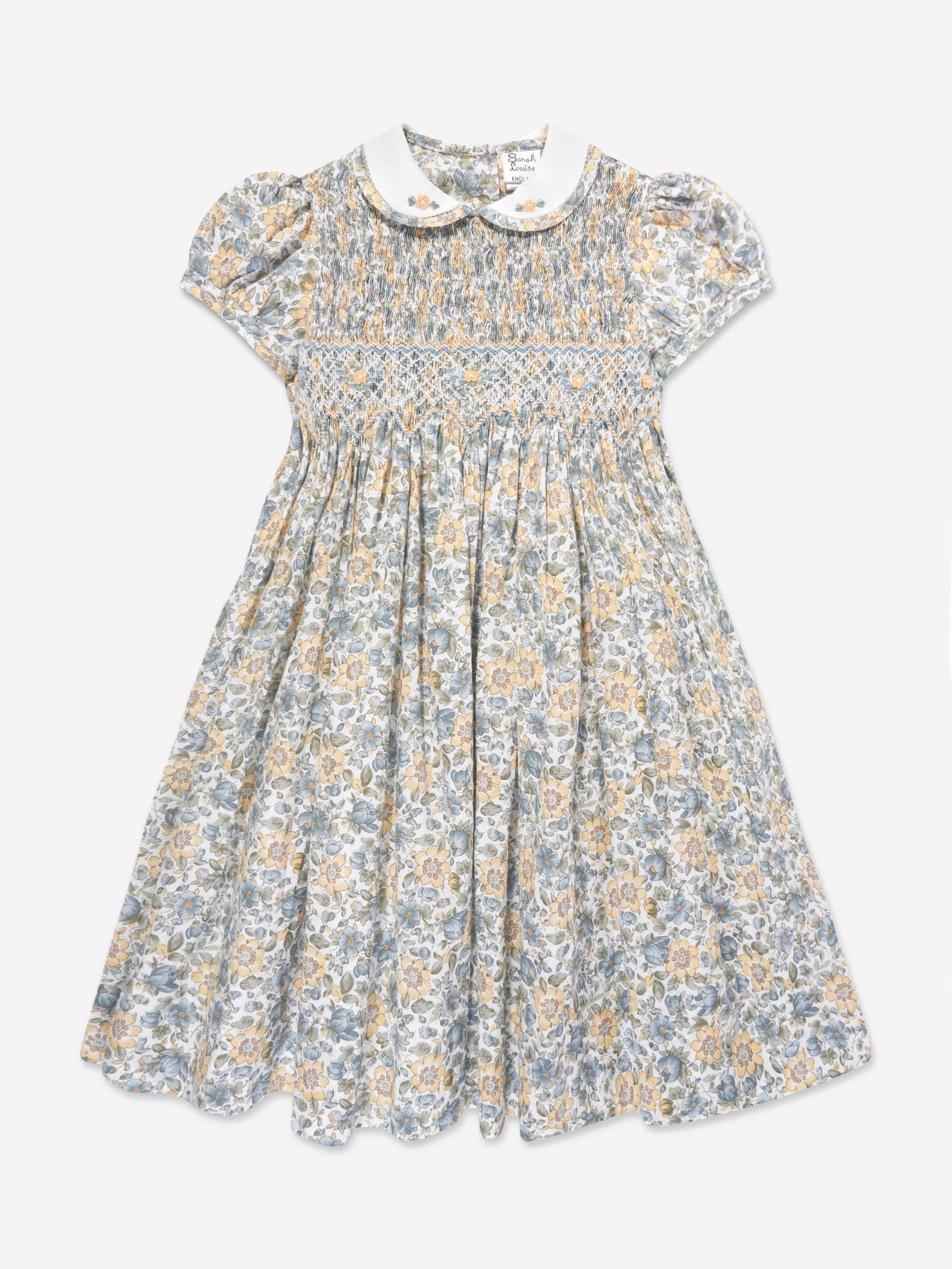 Sarah Louise Girls Cotton Floral Dress in Yellow Buy Cheap Fashion Style