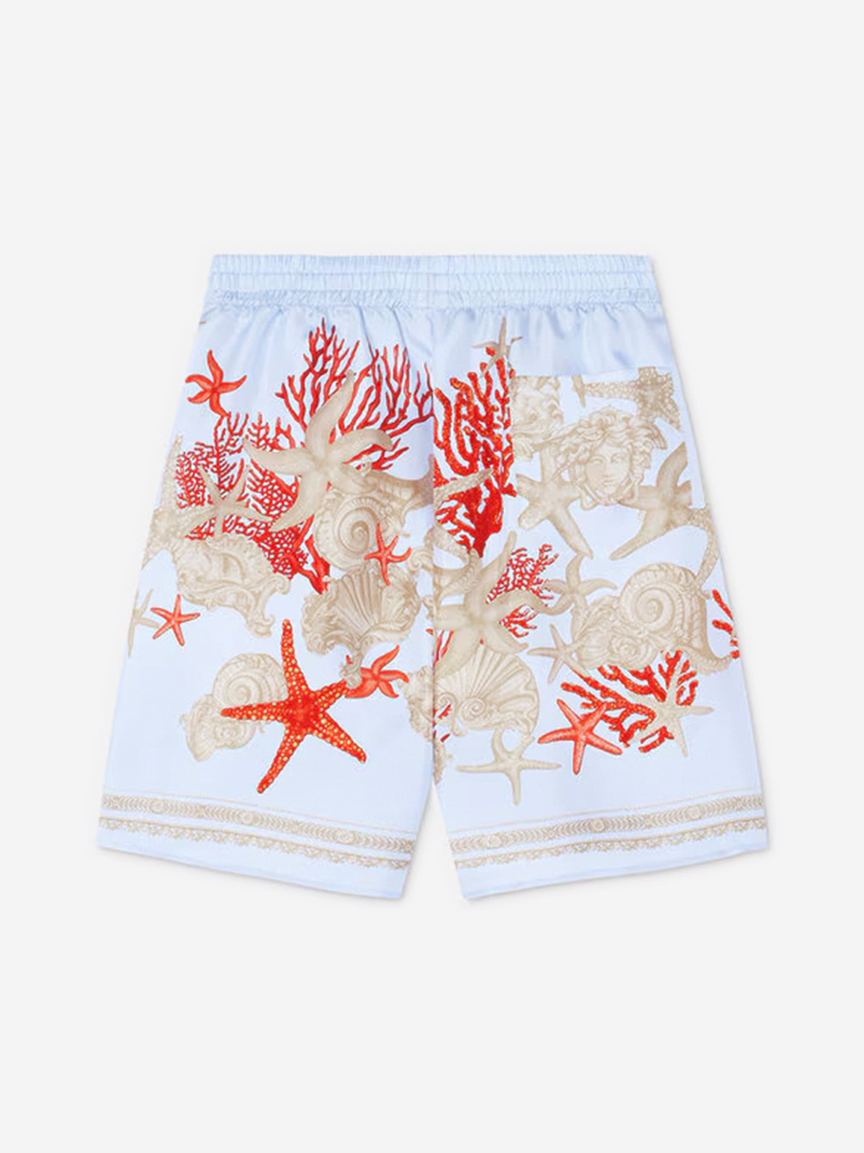 Versace Boys Silk Barocco De La Mer Shorts in Blue Buy Cheap 2025 New