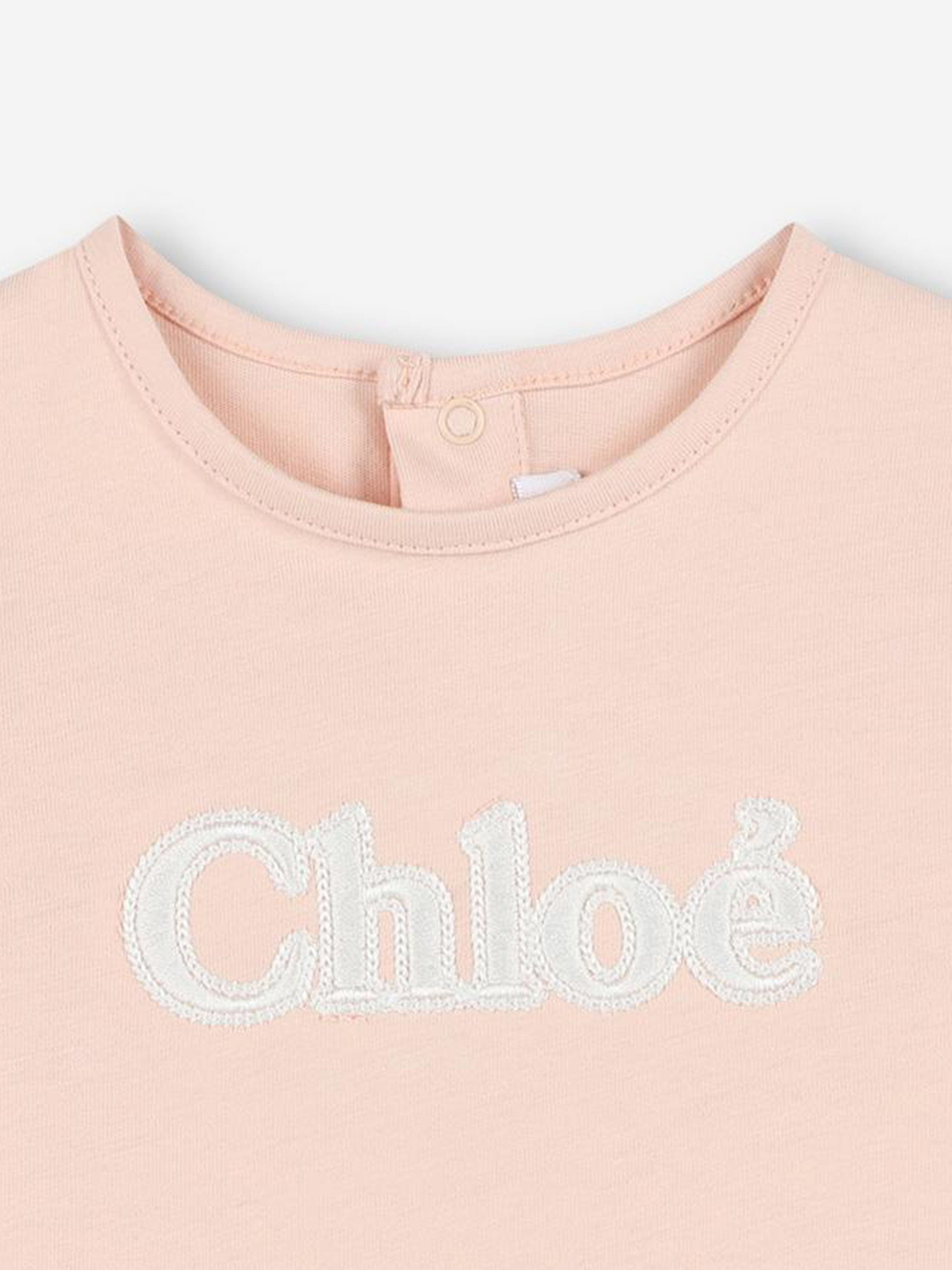 Chlo¨¦ Baby Girls Long Sleeve Logo T-Shirt in Pink Outlet 2025 New