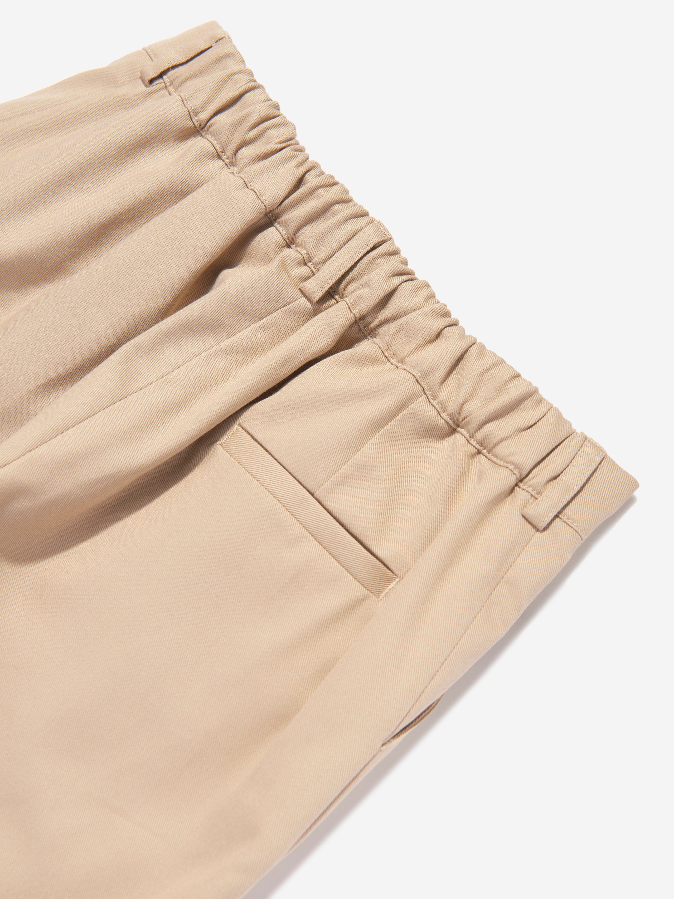Versace Boys Gabardine Shorts in Beige Free Shipping For Sale