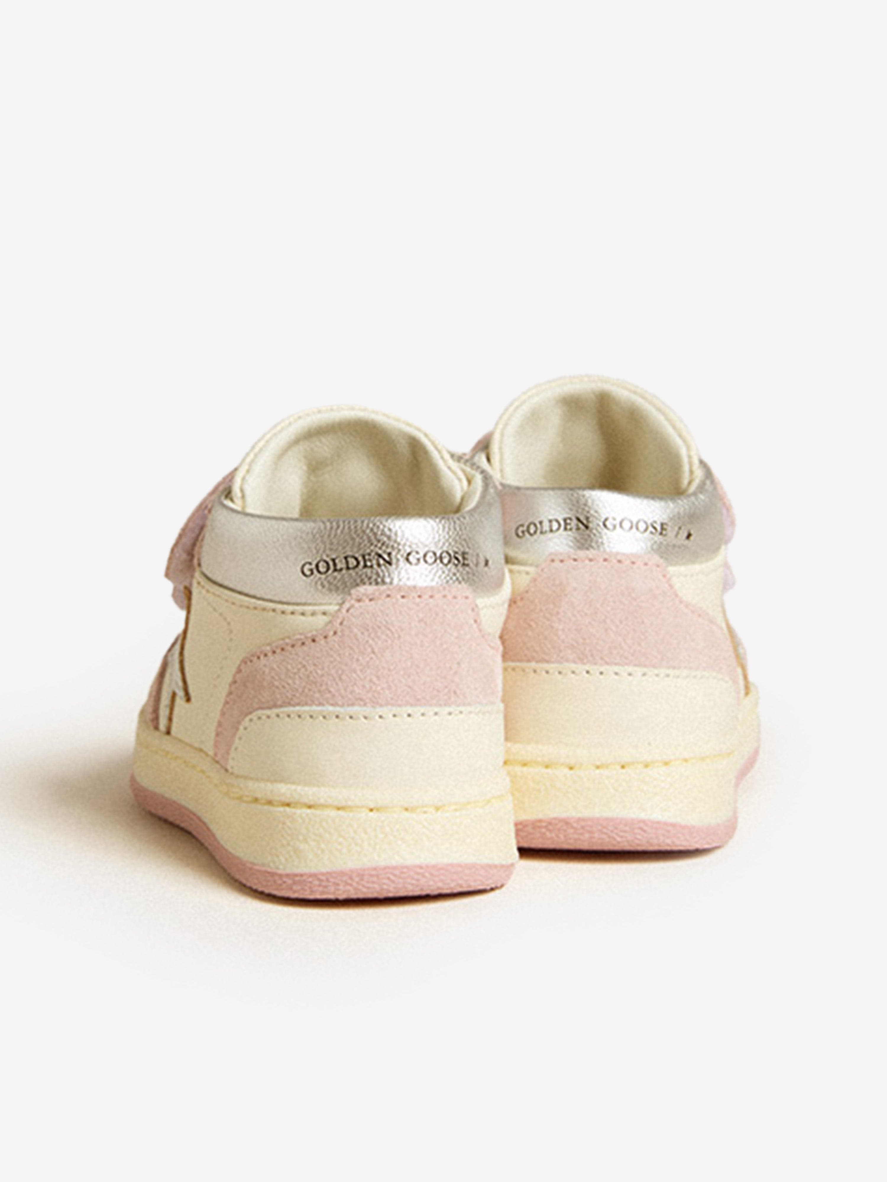 Girls Leather and Suede Star June Trainers in White Pay With Visa